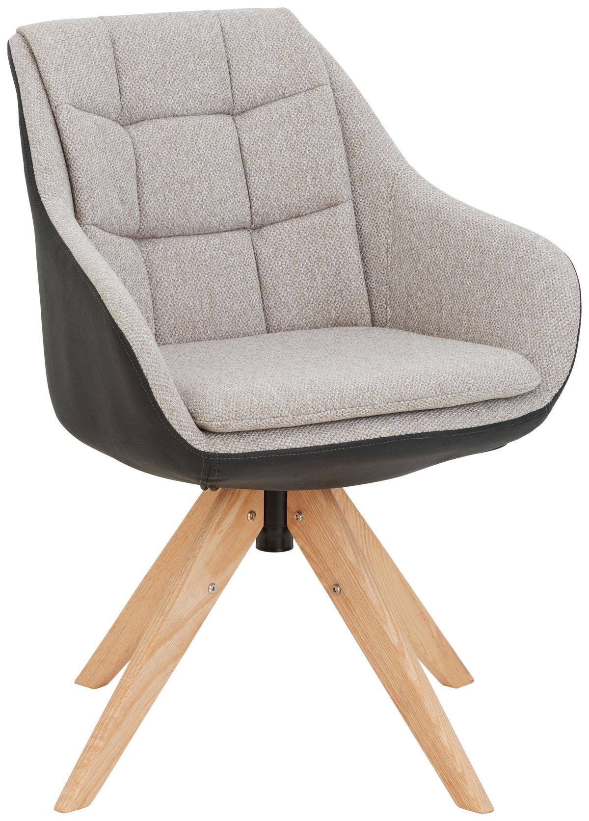 KRZESŁO Z PODŁOKIETNIKAMI FRESH - kolor dębowy/beżowy, Konventionell, drewno/tkanina (57/83,5/60cm) - Landscape