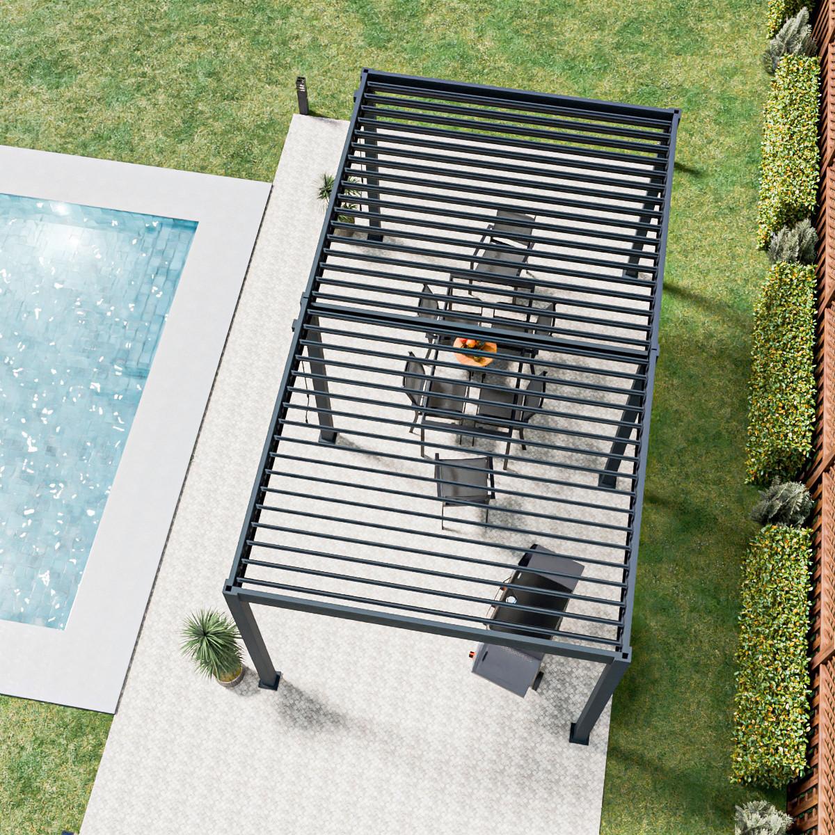 Pergola Trumpf, Antracit, 3x5,3m - barve grafita, Basics, kovina (300/255/530cm) - Gardenson