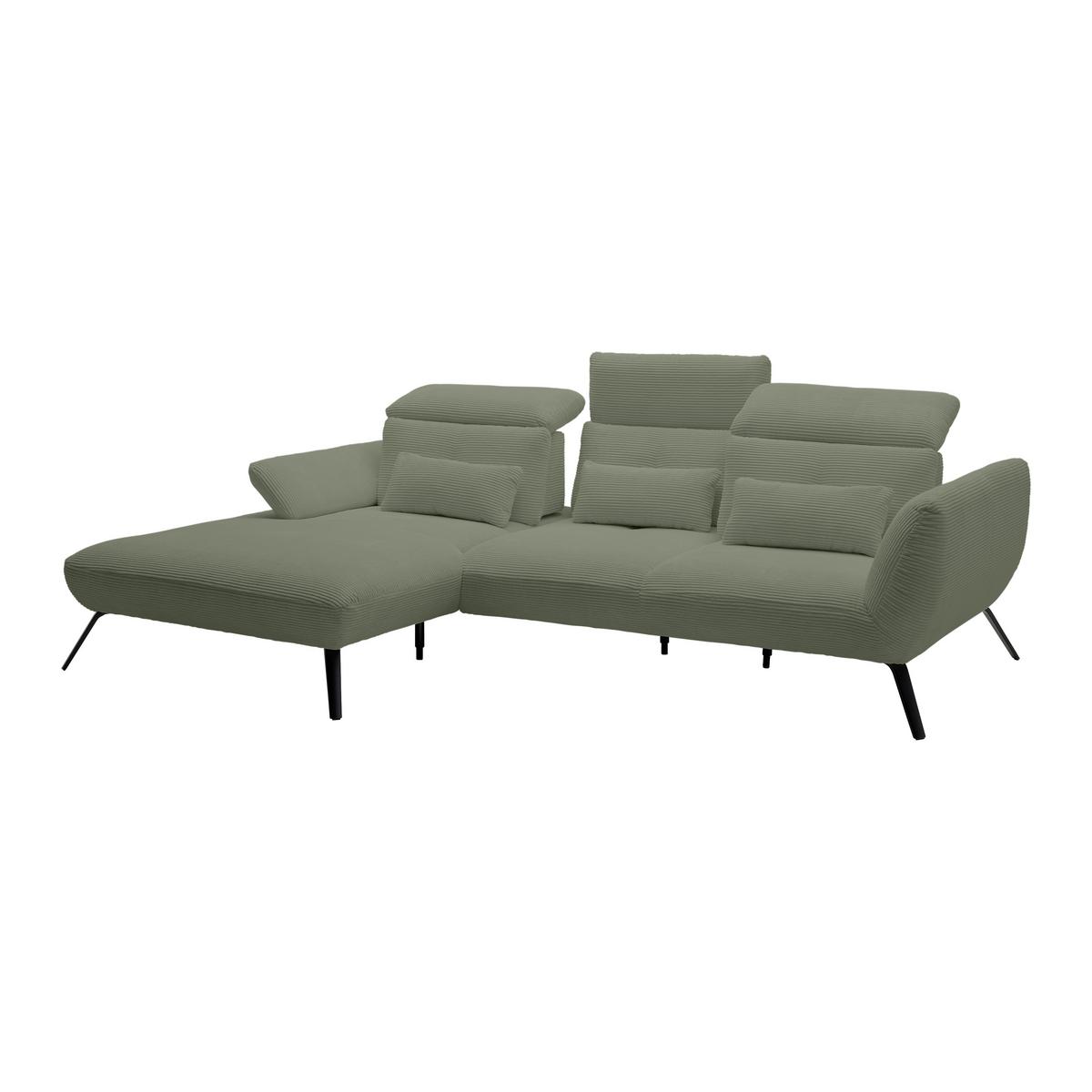 Wohnlandschaft Seattle Olivgrün - Schwarz/Olivgrün, MODERN, Holzwerkstoff/Textil (196/301cm) - Premium Living