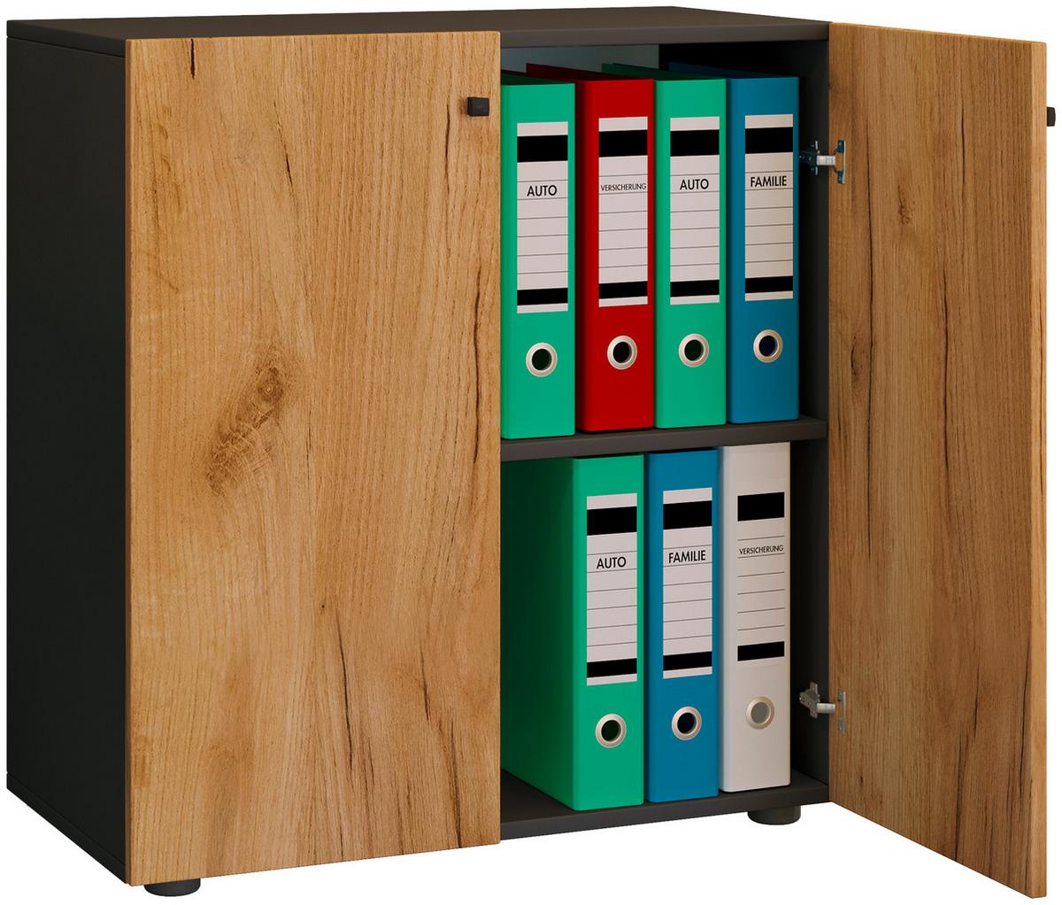 AKTENREGAL LONA L - Honigeiche/Anthrazit, Design, Holzwerkstoff/Kunststoff (70/74/37cm) - MID.YOU