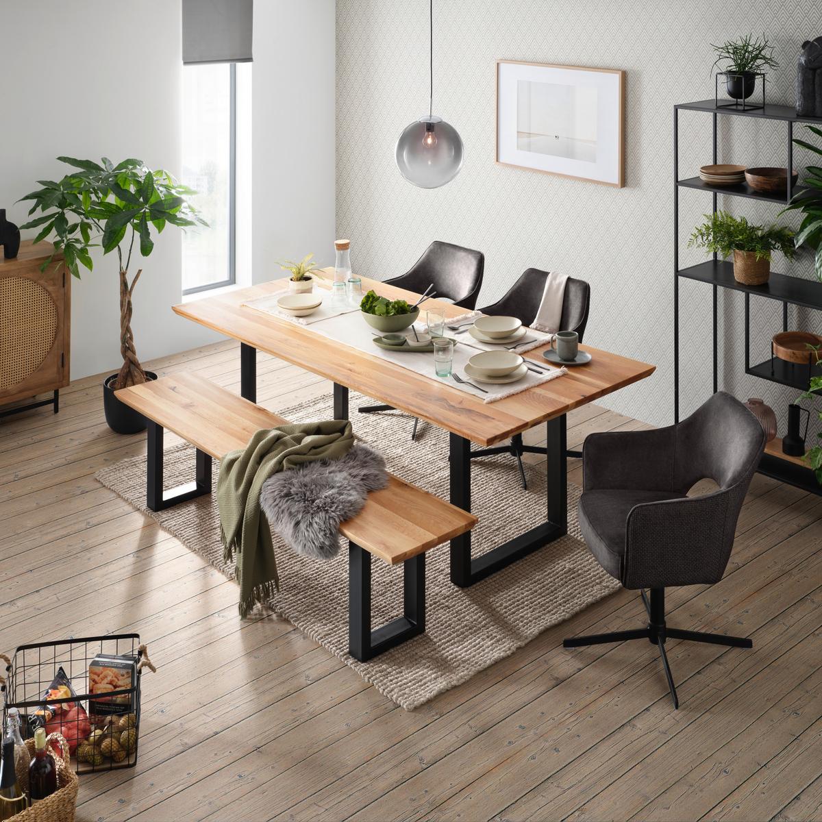 Klop Palais, Hrast, 200x40 Cm - barve hrasta, Moderno, kovina/les (200/50/40cm) - Premium Living