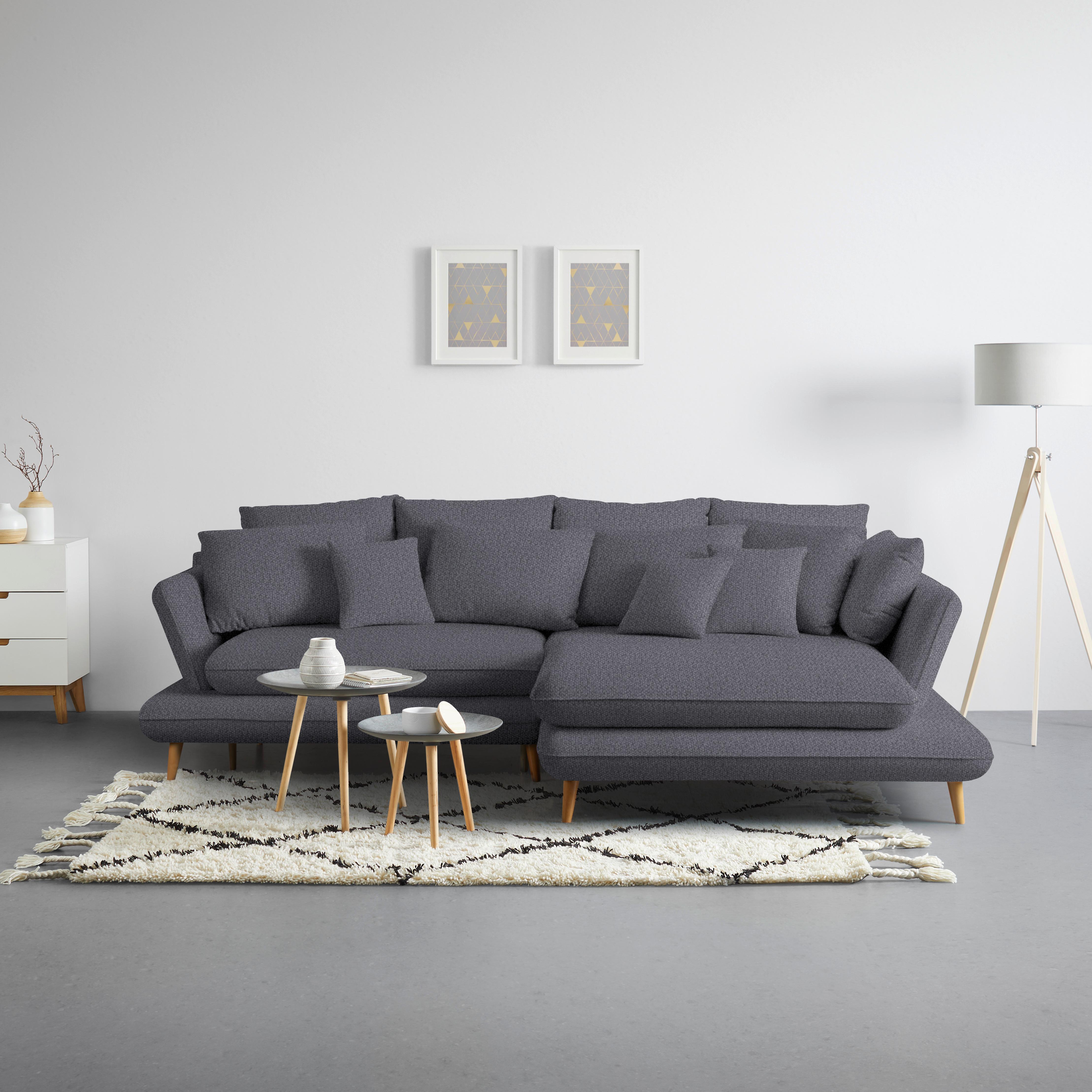 Kutna Garnitura Monte - tamno plava/prirodne boje, Romantično / ladanjski, tekstil/drvo (283/181cm) - Premium Living