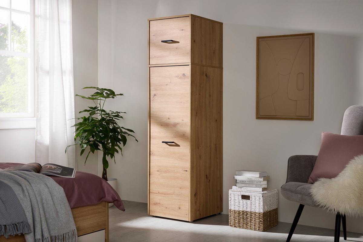 Aufsatzschrank Kivo Eiche Artisan - Schwarz/Eiche Artisan, MODERN, Holzwerkstoff/Kunststoff (45/39,8/52,1cm) - Based