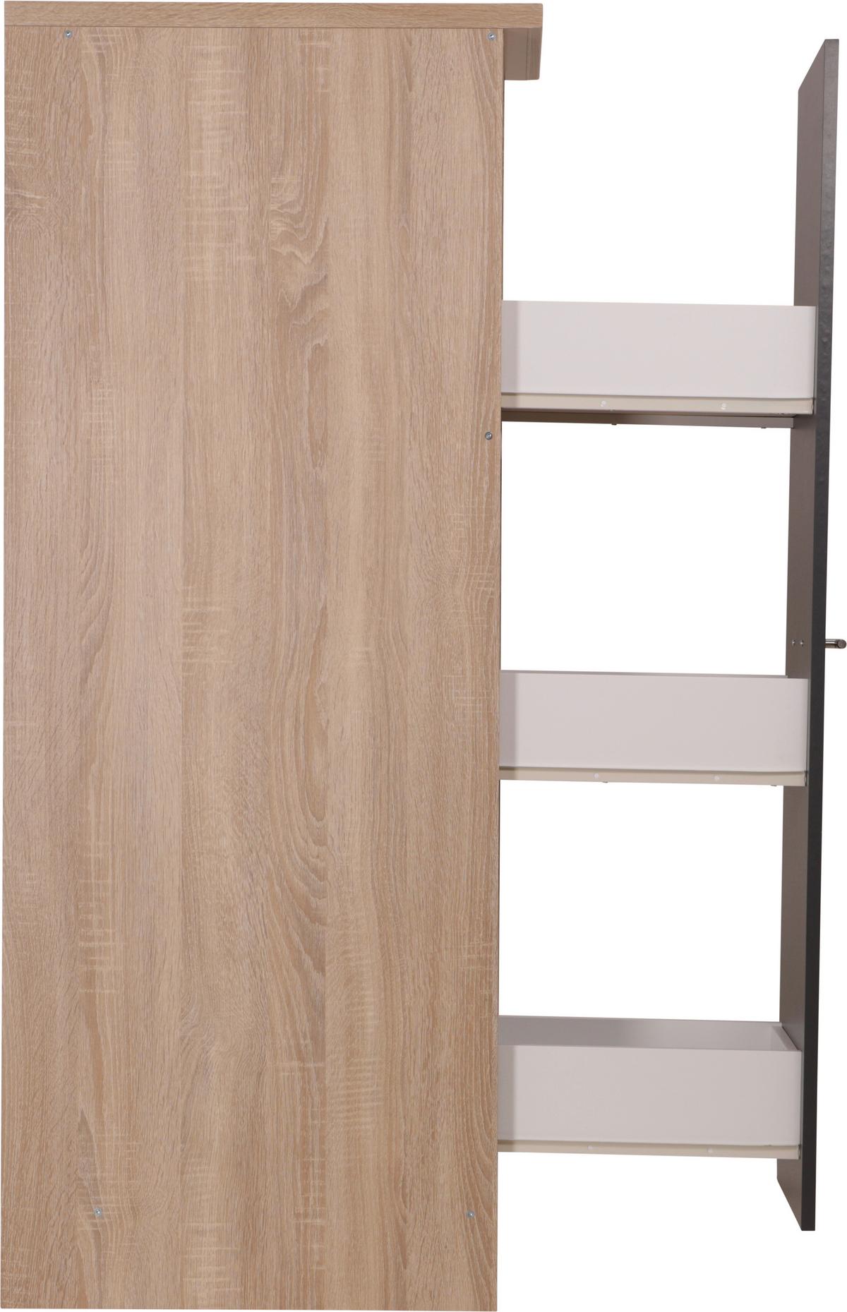 Izvlečna Omara Merle, Barva Hrasta, Siva - srebrne barve/siva, Basics, kovina/leseni material (30/144,8/60cm) - Respekta