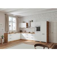 Eckküche Meran mit Geräten ca. 240x360 cm Weiß/Eiche - Eiche Wotan/Schwarz, LIFESTYLE, Holzwerkstoff/Metall (240/360cm) - Held