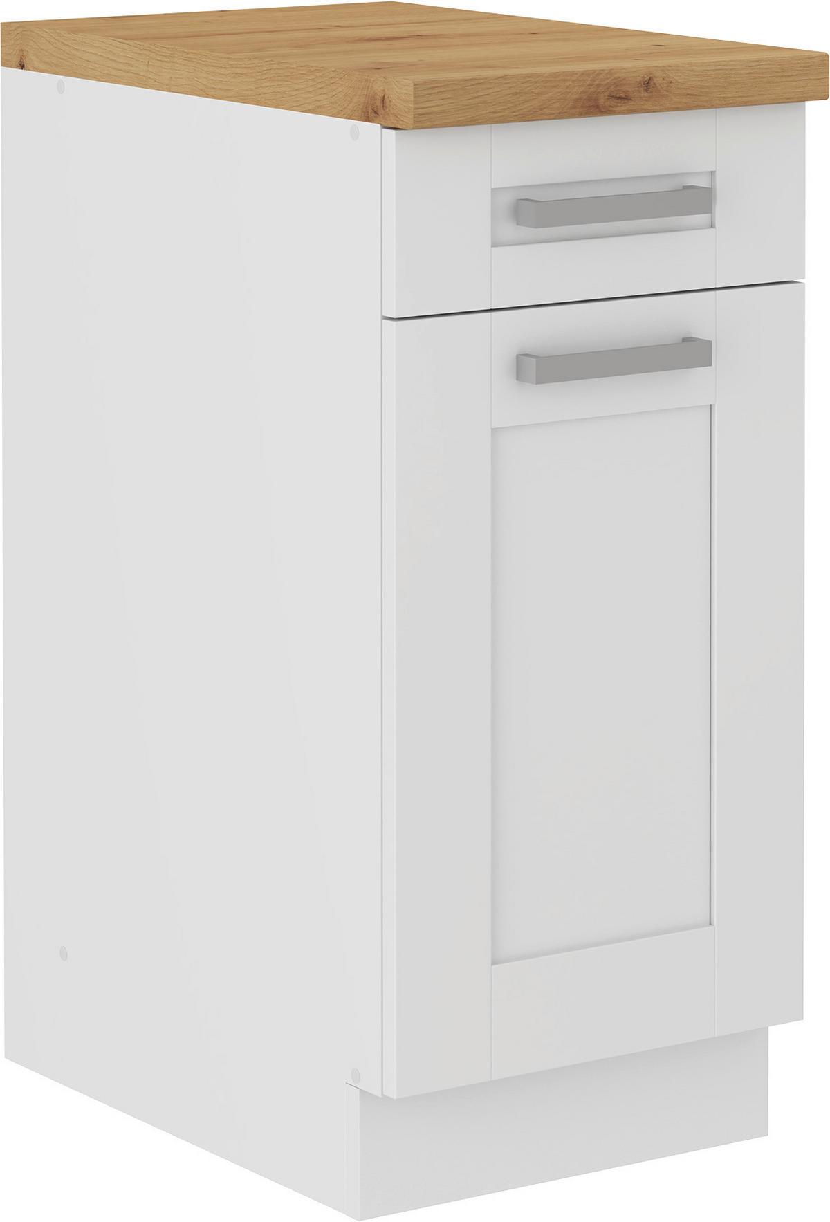 Kuhinjski Donji Element Luisa Us40 - bijela/srebrne boje, Romantično / ladanjski, drvni materijal/metal (40/86/60cm) - Based