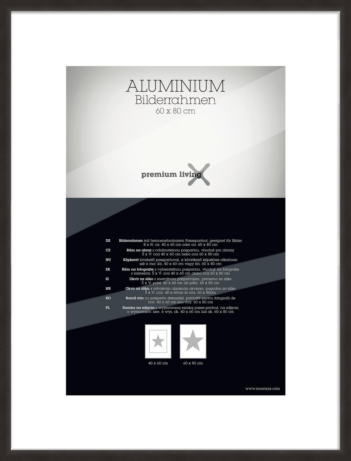 Rame Aluminium - negru, Basics, metal (63,1/83,1/2.2cm) - Premium Living