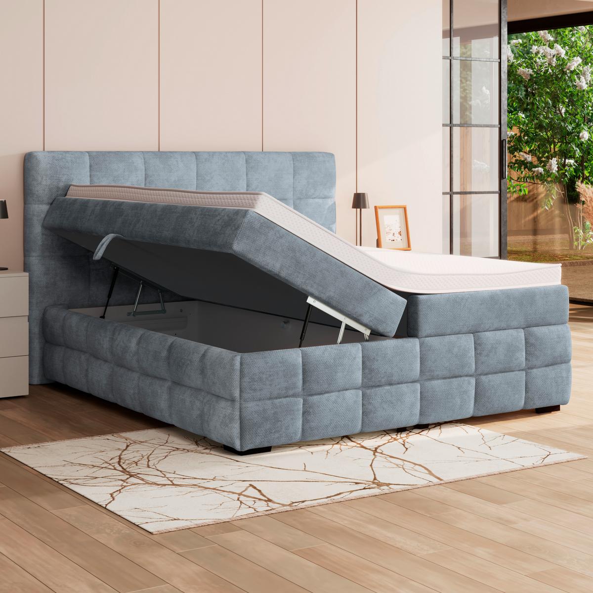 PAT BOX VEGA - albastru deschis/verde, Trend, lemn/textil (200/200cm) - Modern Living