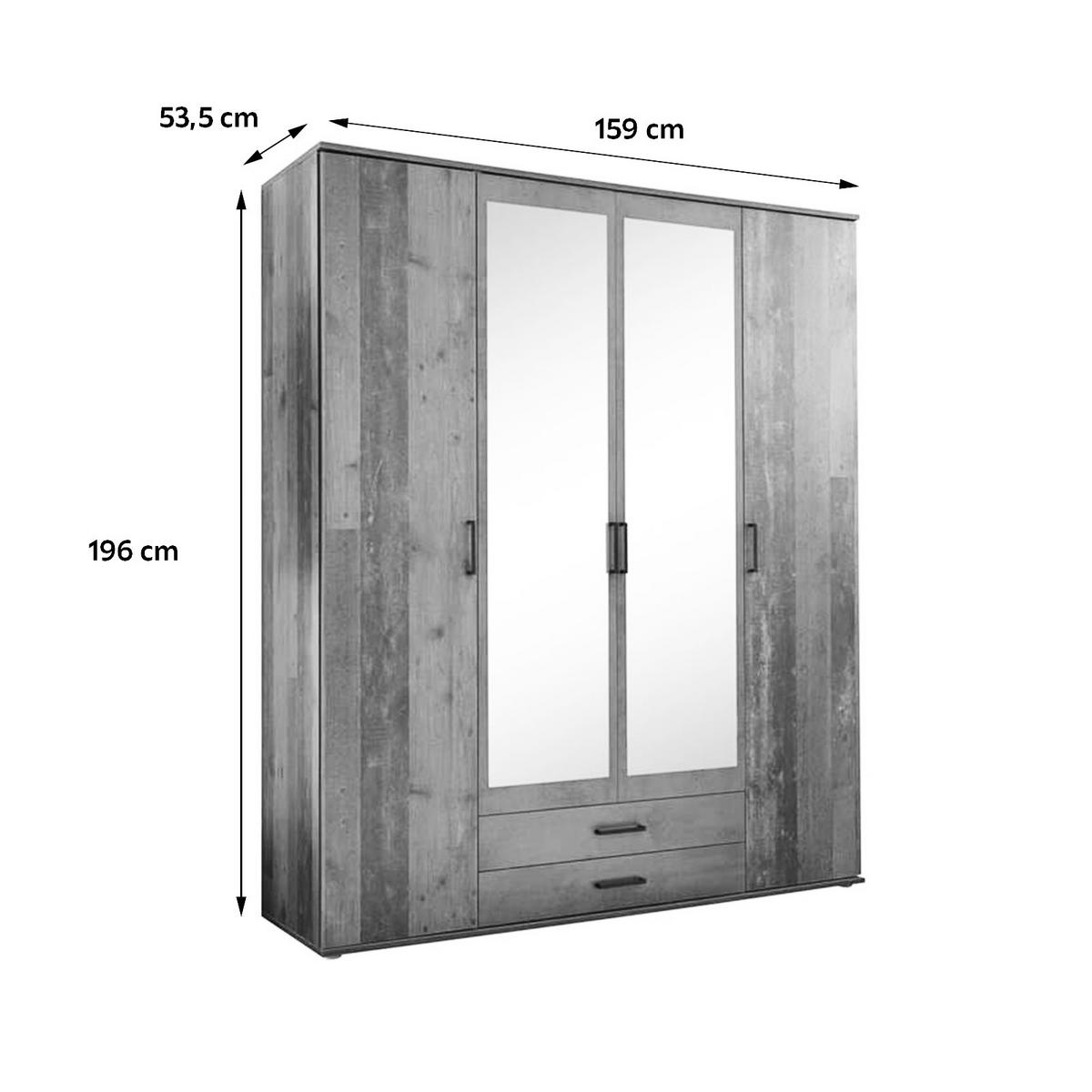 Ormar S Klasičnim Vratima Chicago - boje bagrema/boje škriljevca, Basics, staklo/drvni materijal (159/196/53,5cm) - MID.YOU