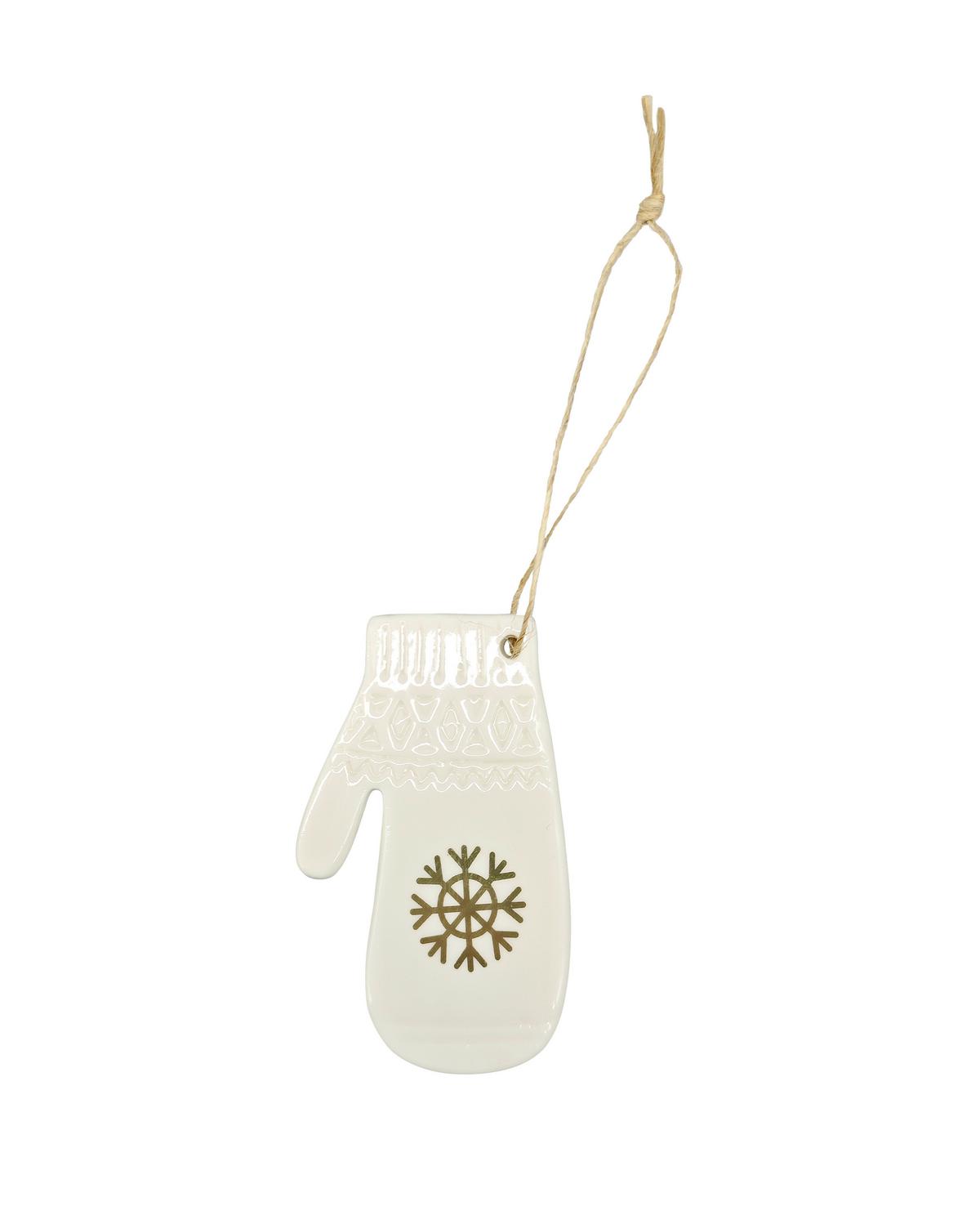 Dekohänger Kessie Weiß/Goldfarben - Goldfarben/Weiß, KONVENTIONELL, Keramik/Textil (4,8/7,5/0,5cm) - Mömax
