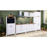 Küchenleerblock Bundle 7-Sorba o. Geräte Weiß - Silberfarben/Weiß, MODERN, Glas/Holzwerkstoff (370cm) - home24