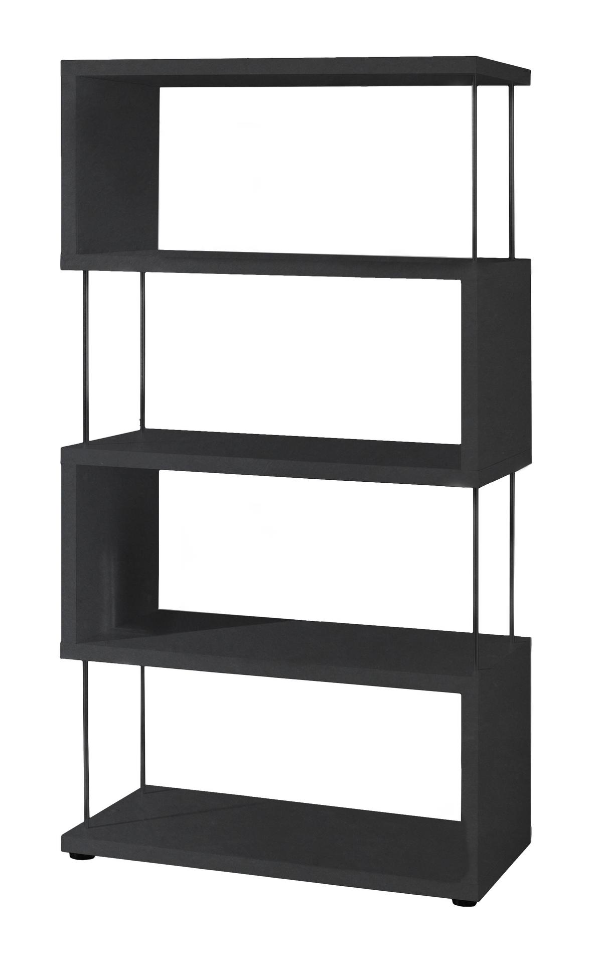 Standregal Sticks Schwarzstahl - Schwarz, MODERN, Holzwerkstoff/Kunststoff (66/126/33cm) - Mömax