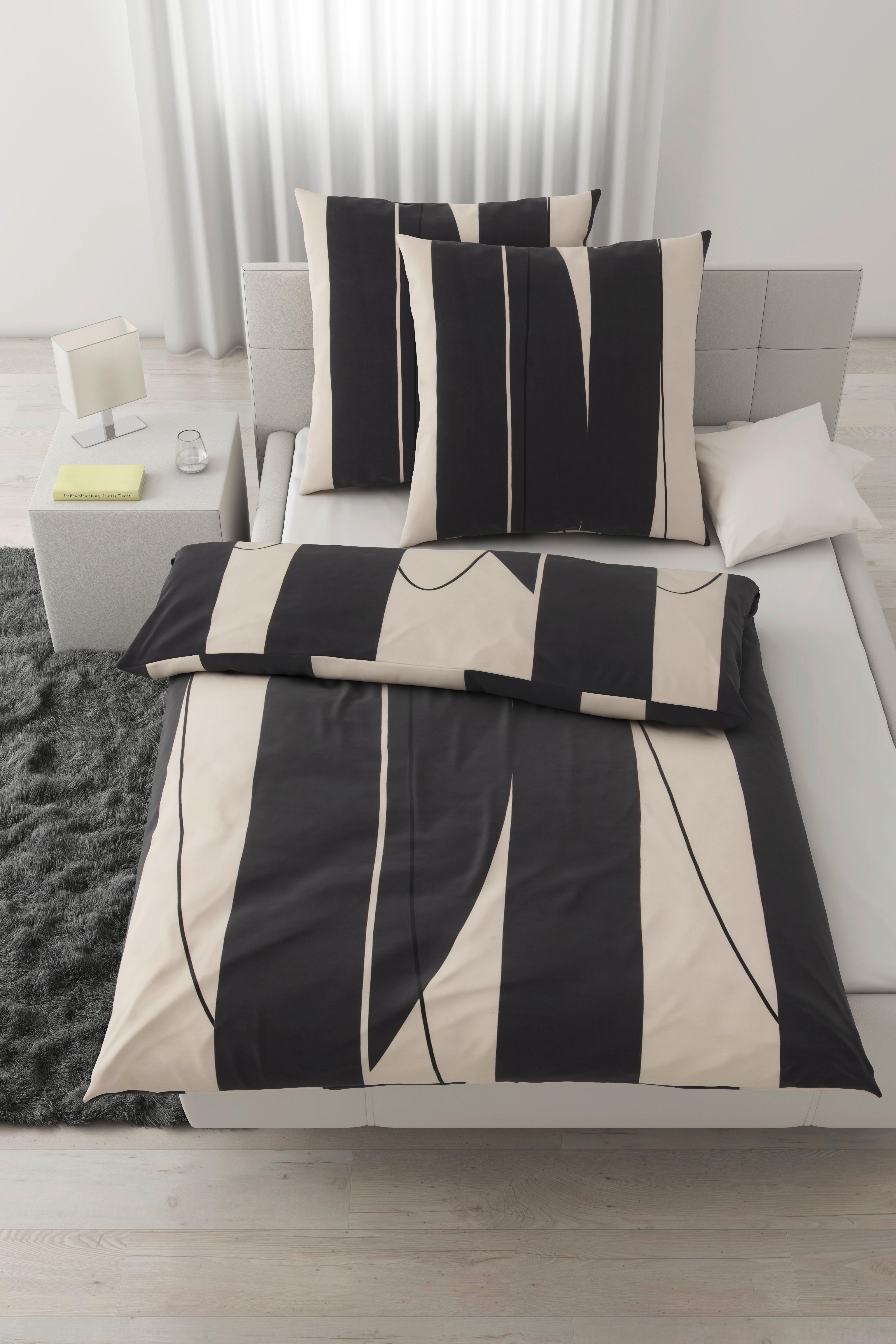 Bettwäsche Abstract XXL Schwarz/Weiß ca. 200x200cm - Schwarz/Weiß, MODERN, Textil (200/200cm) - Modern Living