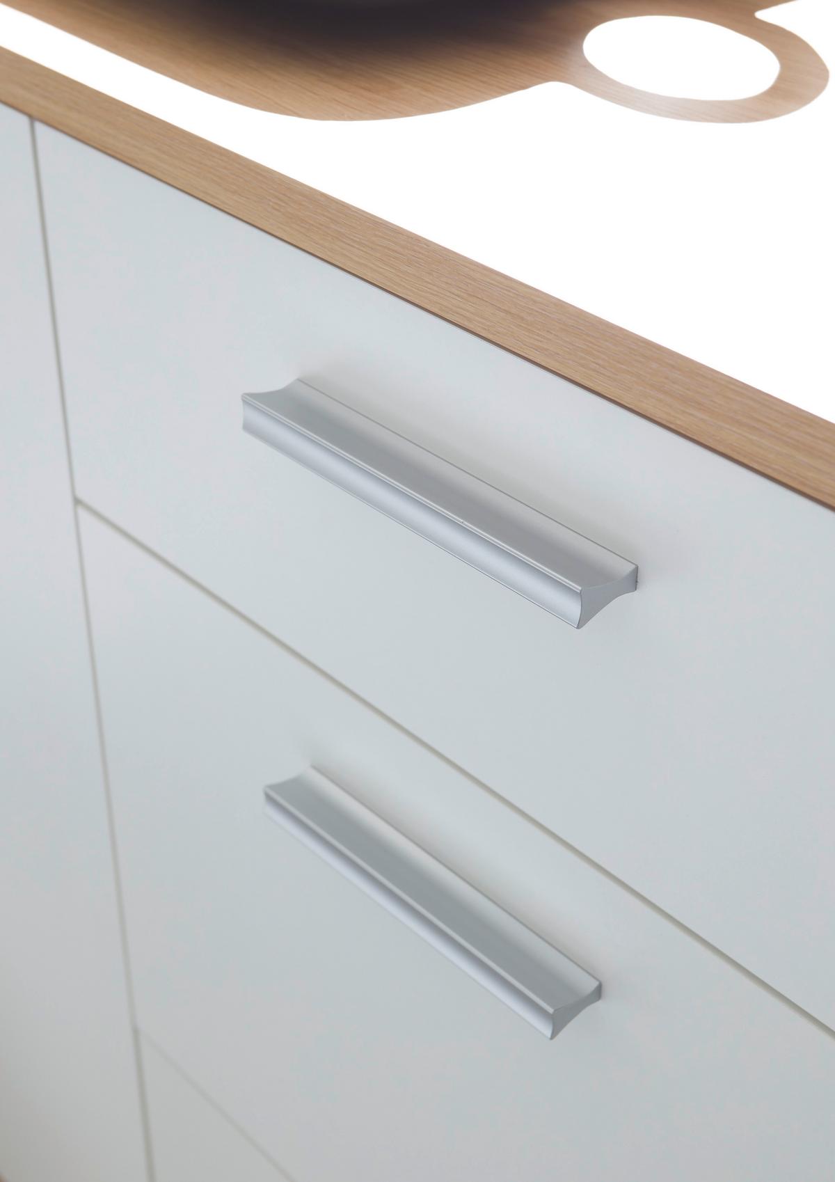 KOMODA SZEROKA BC 1035 - kolor srebrny/biały, Design, materiał drewnopochodny/tworzywo sztuczne (135/86/38cm) - MID.YOU