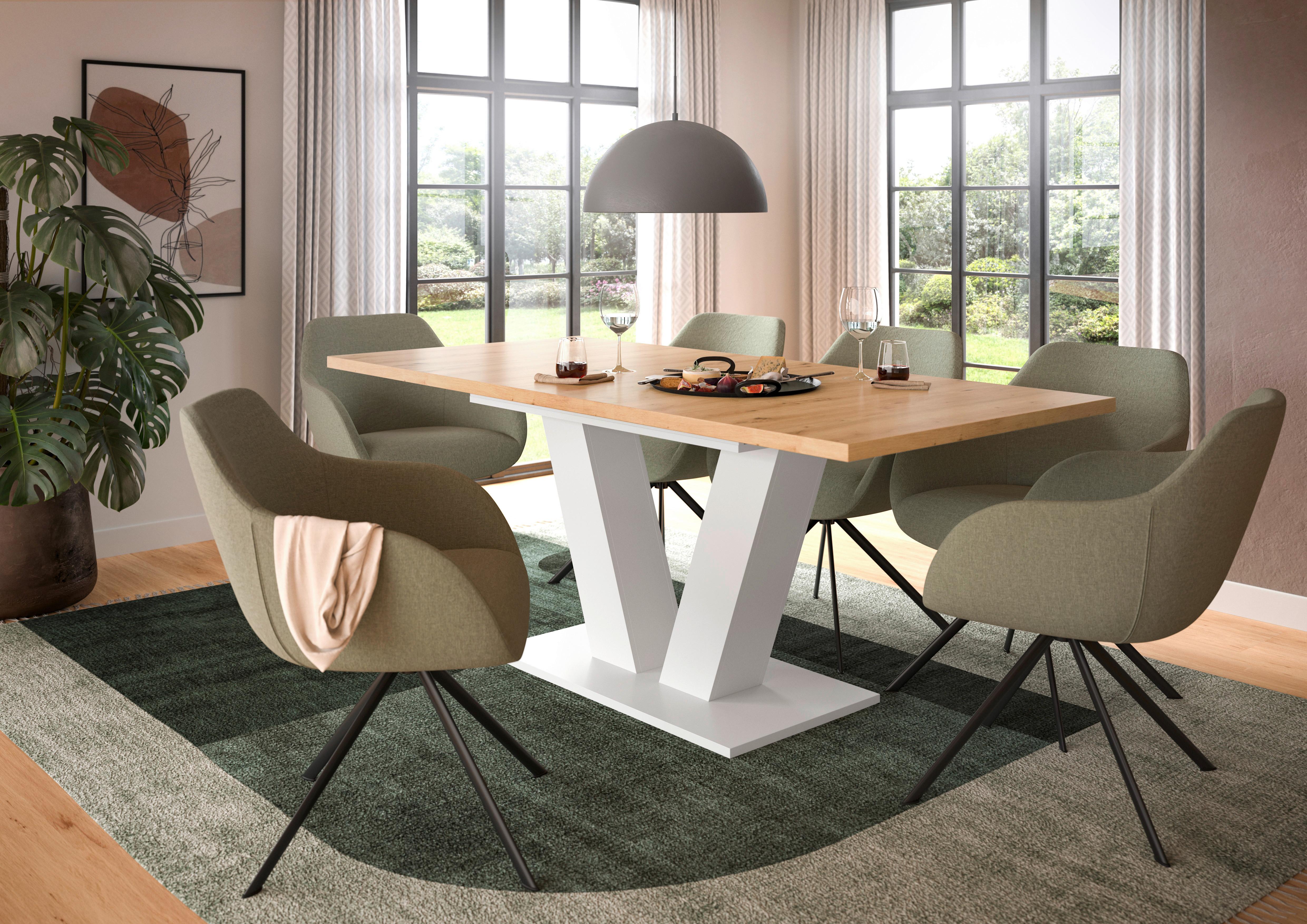 Ausziehtisch Marlon Eiche Artisan ca. 150-190x90x76 cm - Eiche Artisan/Weiß, Trend, Holzwerkstoff (150-190/90/76cm)