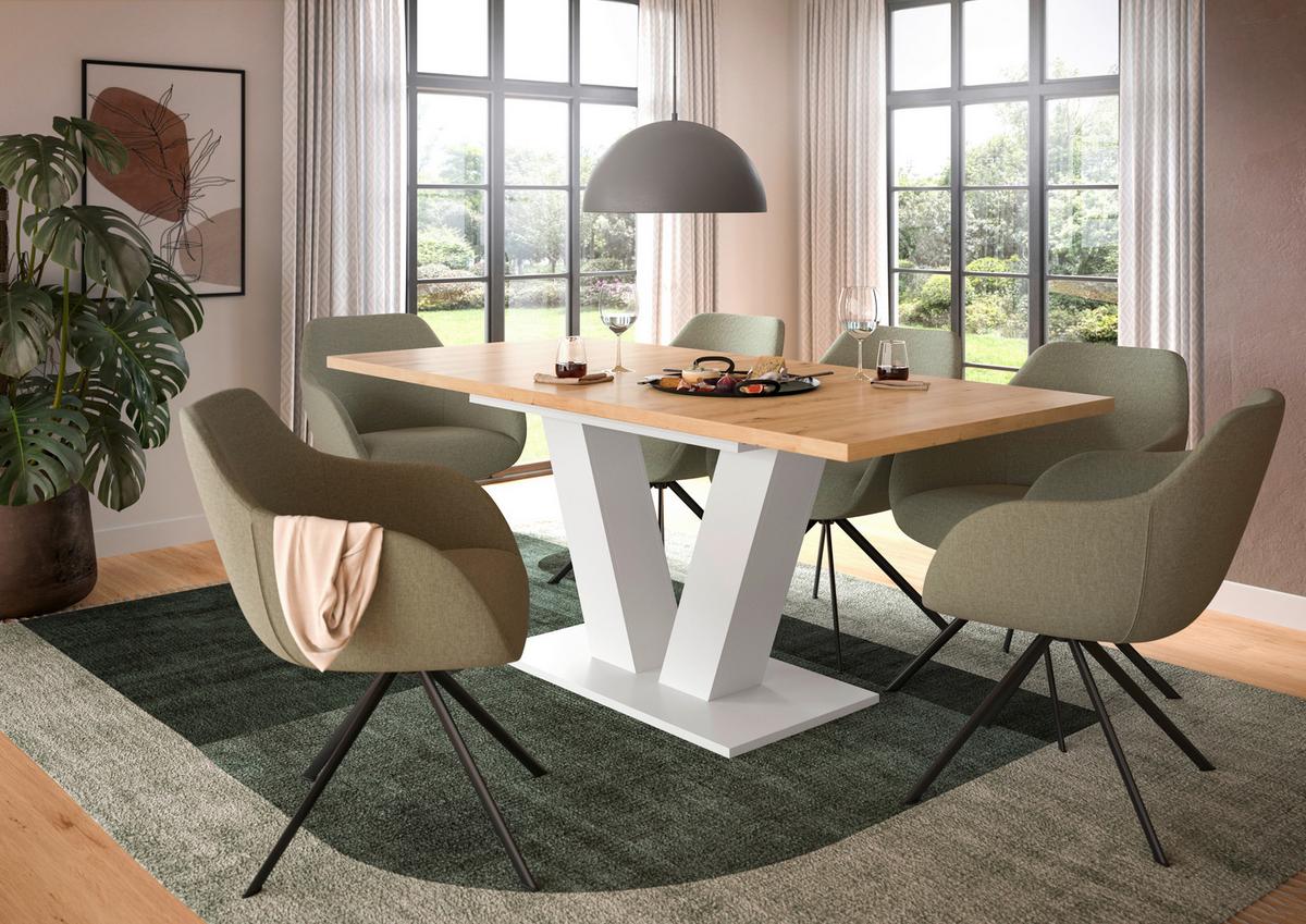 Ausziehtisch Marlon Eiche Artisan ca. 150-190x90x76 cm - Eiche Artisan/Weiß, Trend, Holzwerkstoff (150-190/90/76cm)