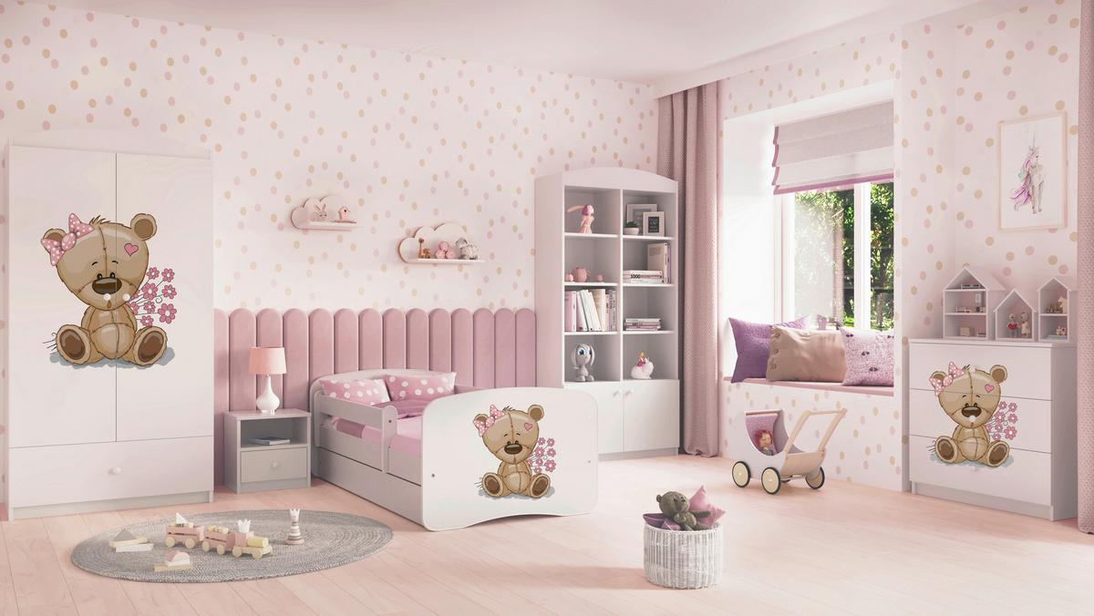 Otroška Postelja Babydreams, Bela, 80x160cm - bela/barve breze, Moderno, tekstil/leseni material (80/160cm) - MID.YOU