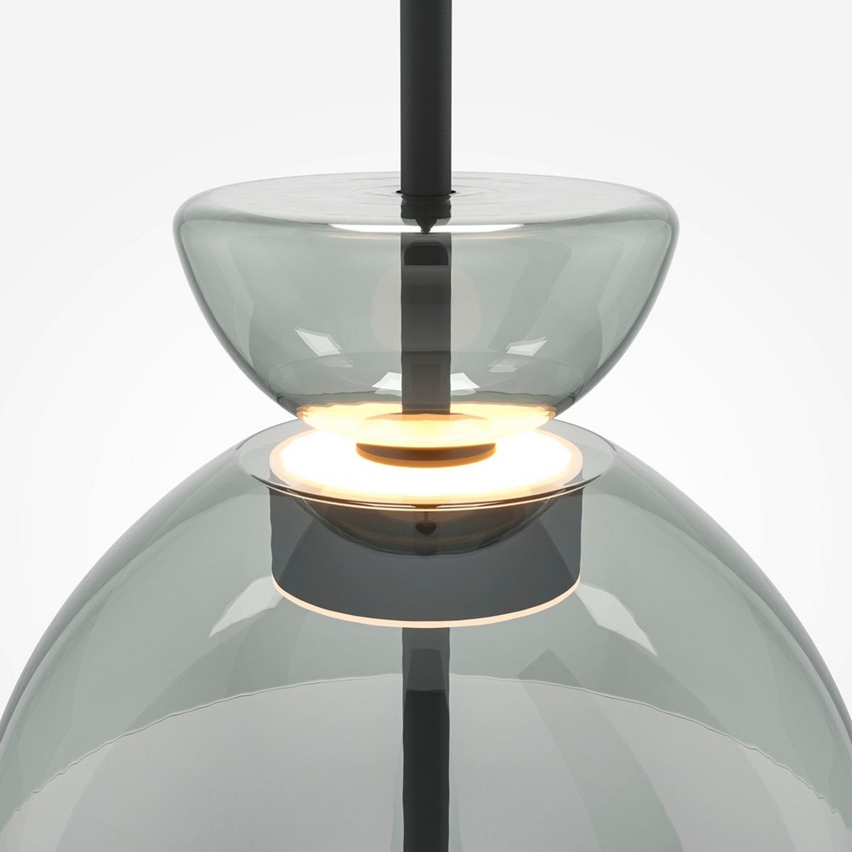 Pendelleuchte Bangkok Grau/Schwarz max. 12 Watt - Schwarz/Grau, Modern, Glas/Metall (25/58cm) - MAYTONI