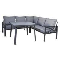 Loungegarnitur 4-tlg Amsterdam aus Aluminium mit Glasplatte - Anthrazit, Basics, Glas/Textil (131,5/77/72cm) - Gardenson
