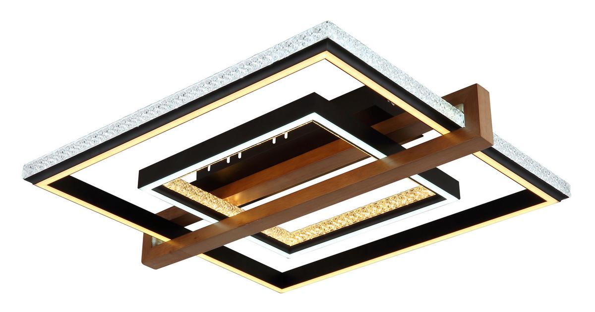 LED-DECKENLEUCHTE 48137  DELORIS - Klar/Dunkelbraun, Basics, Holz/Kunststoff (50/55/11,5cm) - Globo