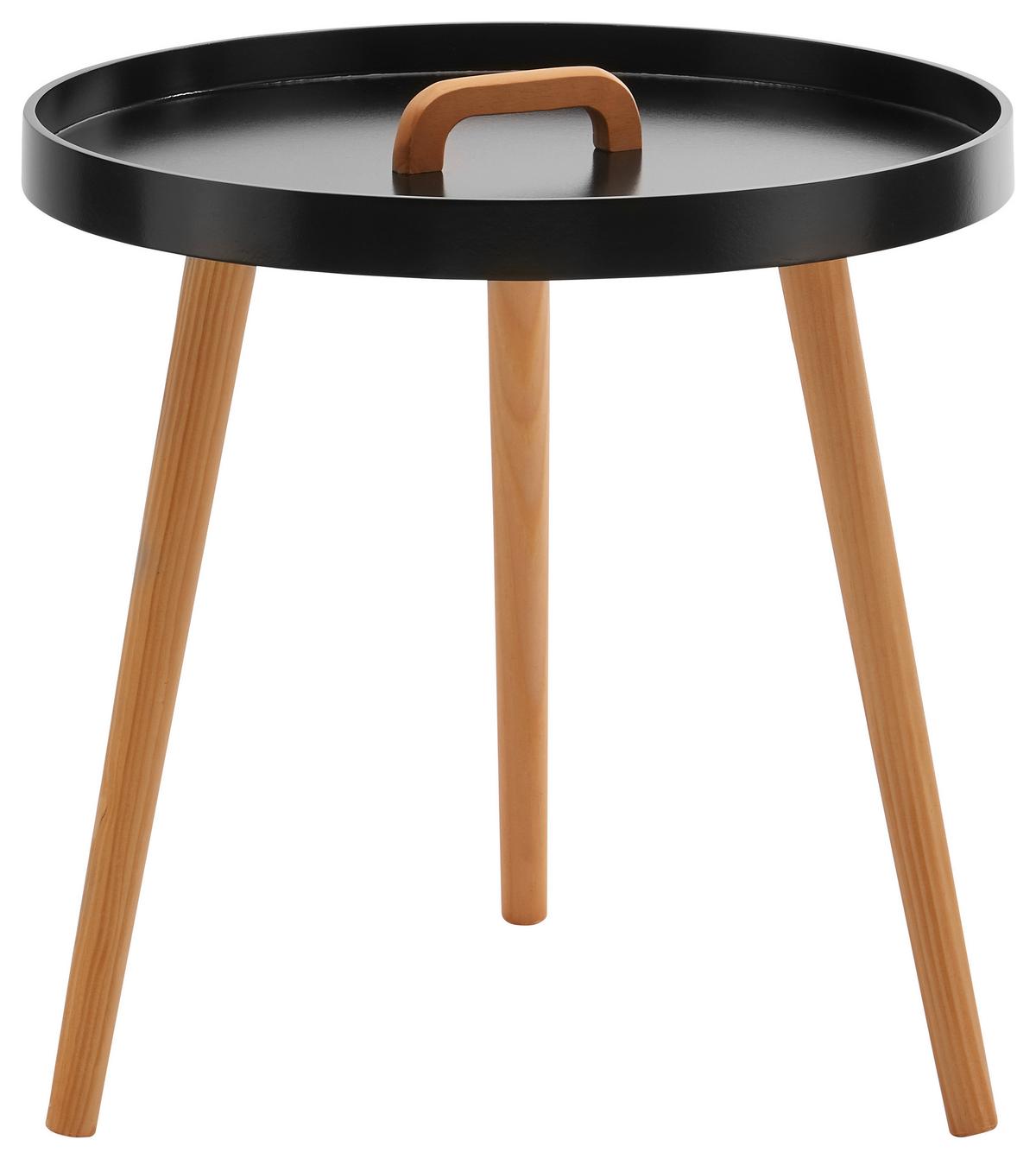 Beistelltisch Lia Schwarz Pinie MDF Rund - Schwarz/Pinienfarben, MODERN, Holz (49,5/49,5/49,5cm) - Bessagi Home