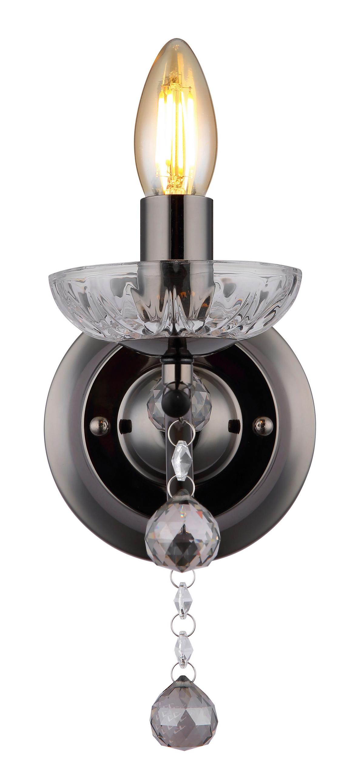 Wandleuchte Camila Schwarzchrom max. 40 Watt - Klar/Schwarzchrom, KONVENTIONELL, Glas/Metall (14/24/33cm) - Globo