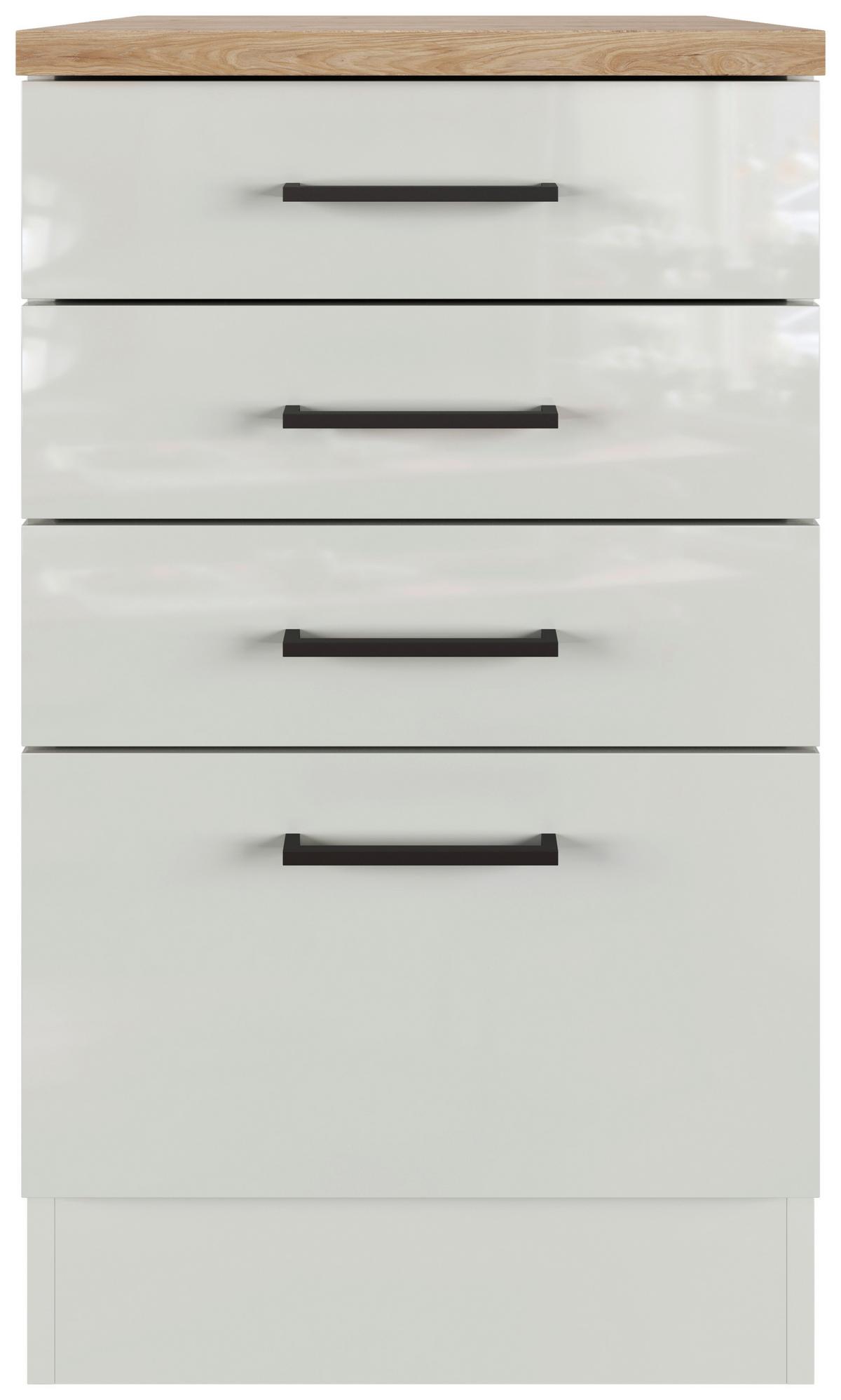 Spodnja Omarica S Predali Levi, Svetlo Siva, Š. 50 Cm - črna/siva, Moderno, kovina/leseni material (50/86/60cm) - FlexWell