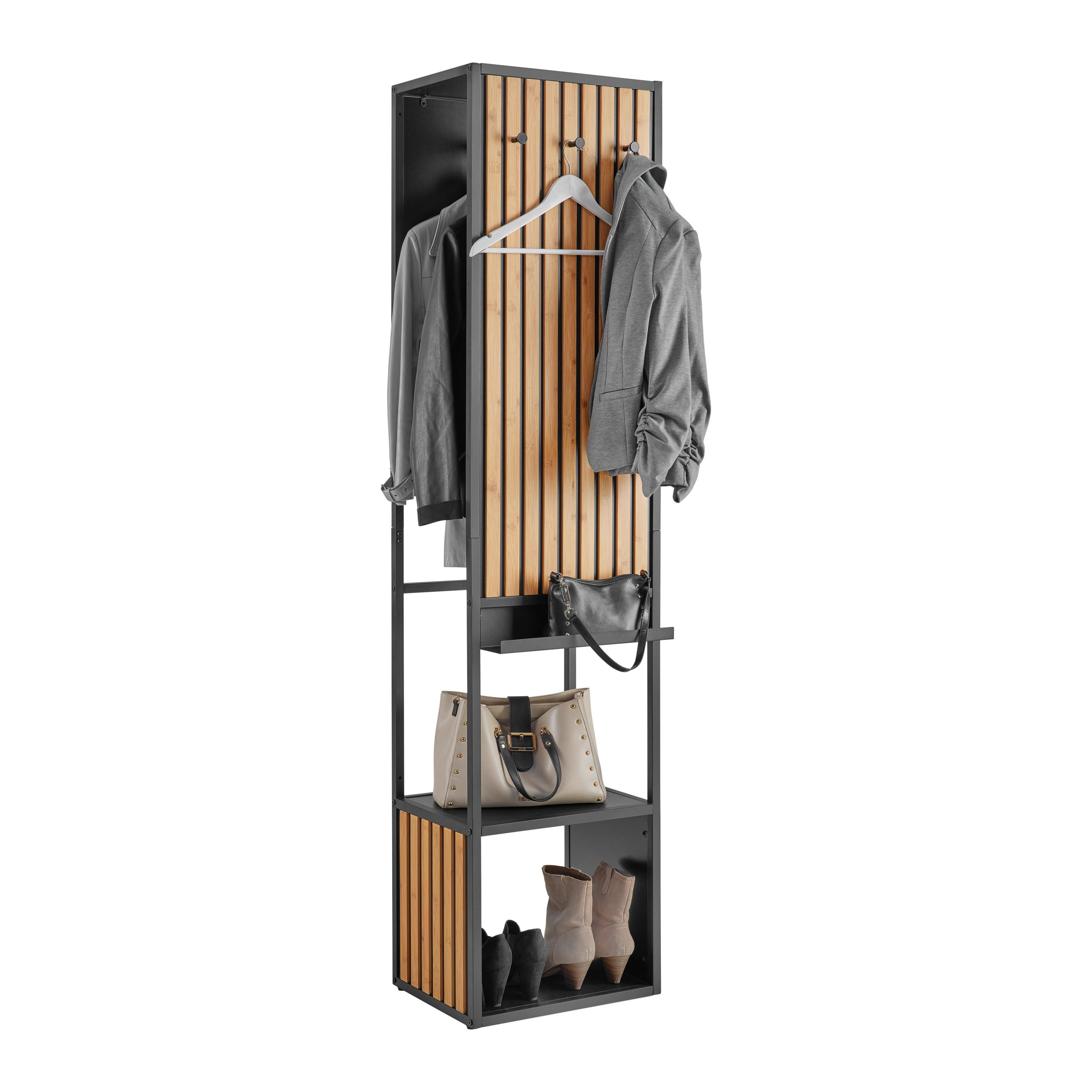 GARDEROBE PANELO -EXKLUSIV- - Schwarz/Naturfarben, MODERN, Naturmaterialien/Holzwerkstoff (44/186/34cm) - Mömax