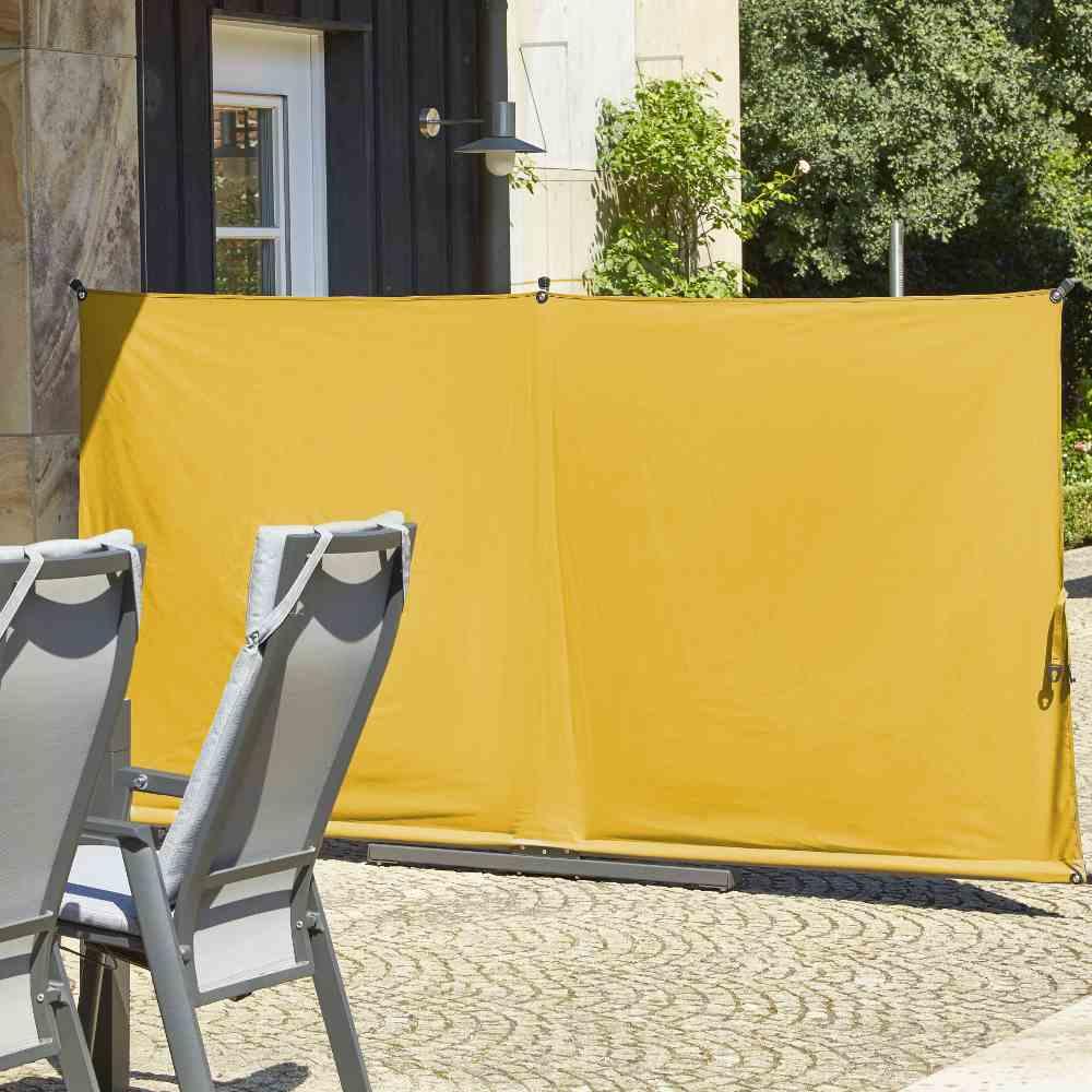 Sichtschutz Anthrazit/Gelb BH: 280 x150 cm - Gelb/Anthrazit, KONVENTIONELL, Textil/Metall (280/150cm) - Siena Garden