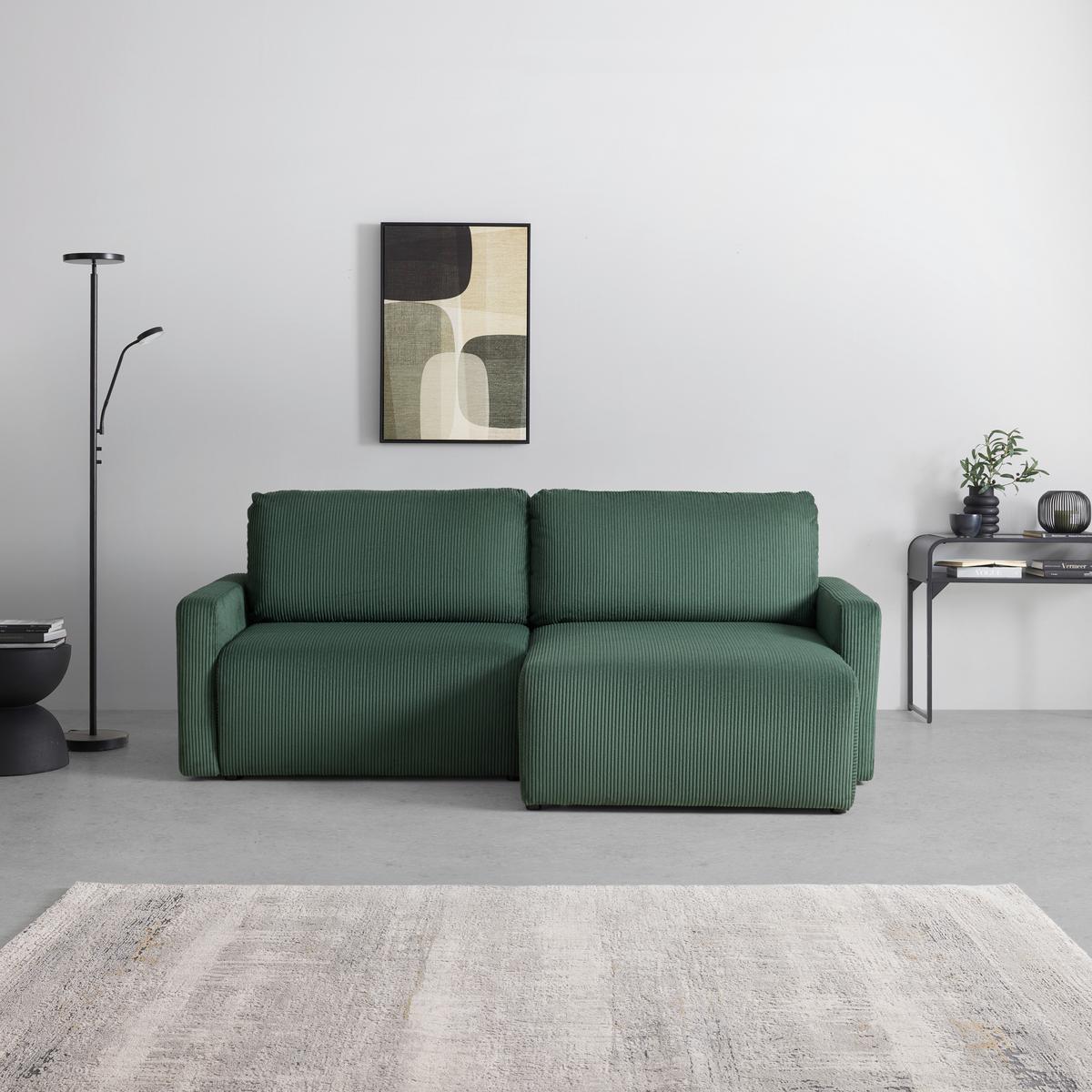 Ecksofa Dave Dunkelgrün - Dunkelgrün, MODERN, Textil (227/92/146cm) - Based