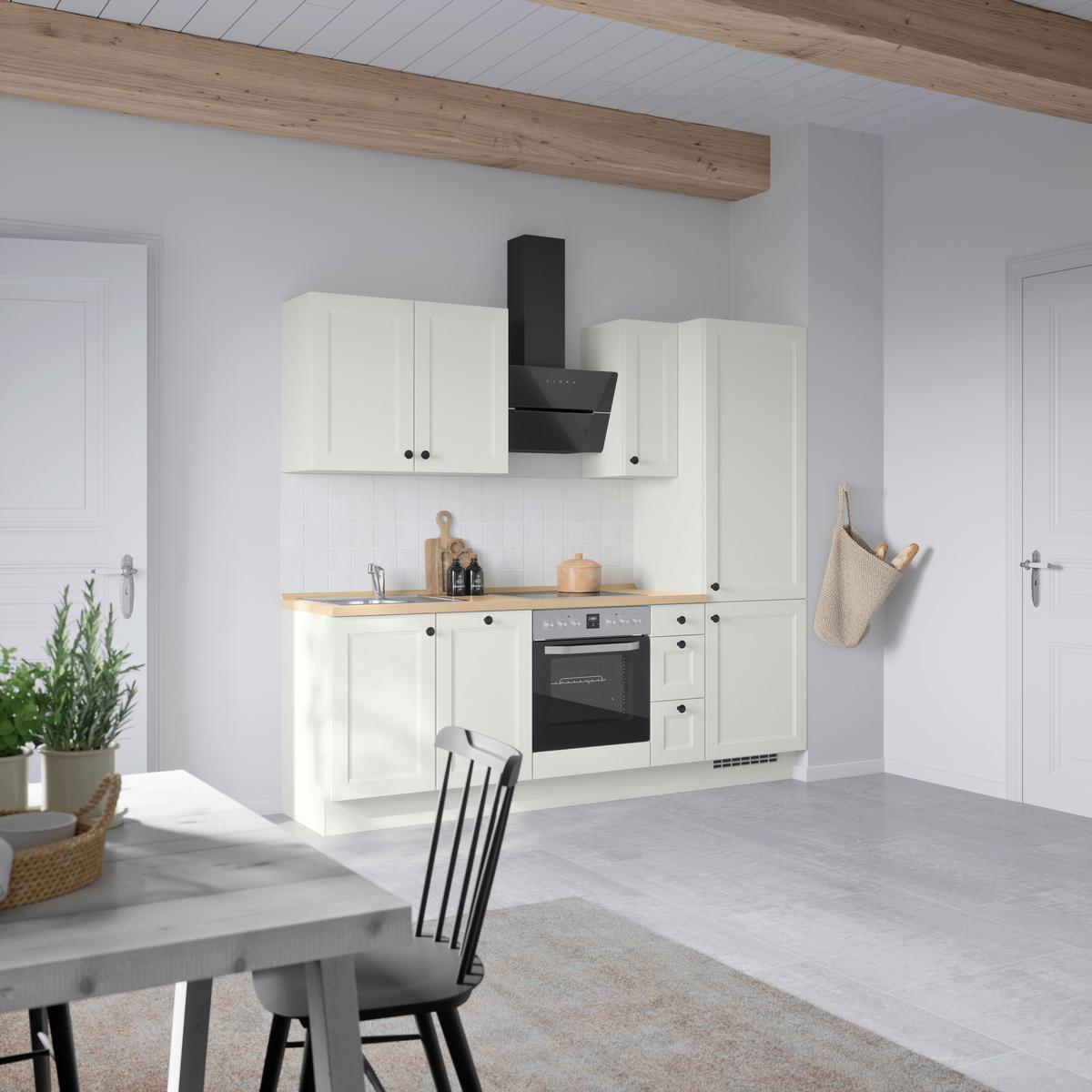 Küchenblock Cascada High m. Geräten Weiß - Eichefarben/Schwarz, MODERN, Holzwerkstoff/Metall (240cm) - Nobilia