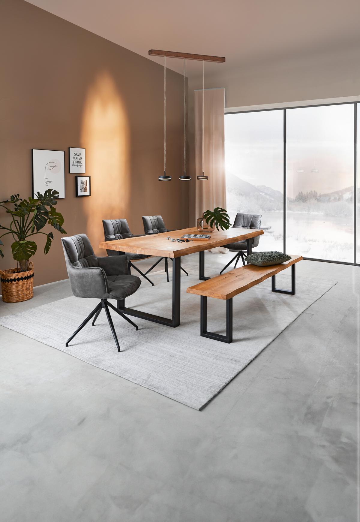 ŁAWKA COUNTRY -EXKLUSIV- - kolor dębowy/czarny, Natur, metal/drewno (180/44/40cm) - Landscape