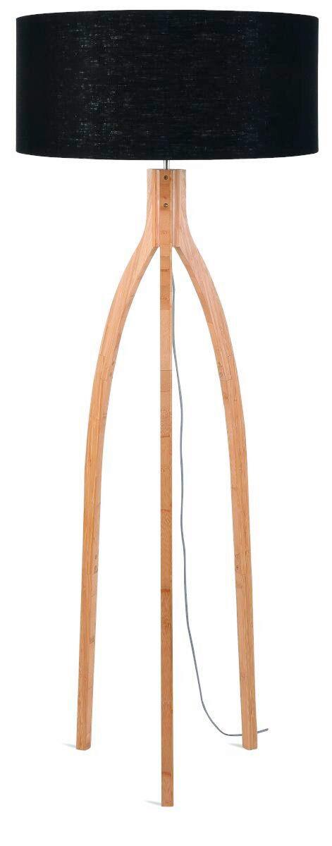 Stoječa Svetilka Anna, Črna, Bambus - črna/naravne barve, Trend, tekstil/les (60/160cm) - Good & Mojo