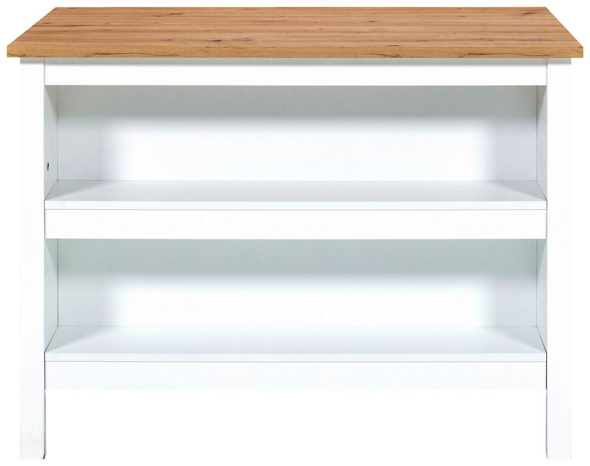 Kücheninsel Sicilia Weiß - Silberfarben/Weiß, MODERN, Holzwerkstoff/Metall (124/91/75cm) - Mömax