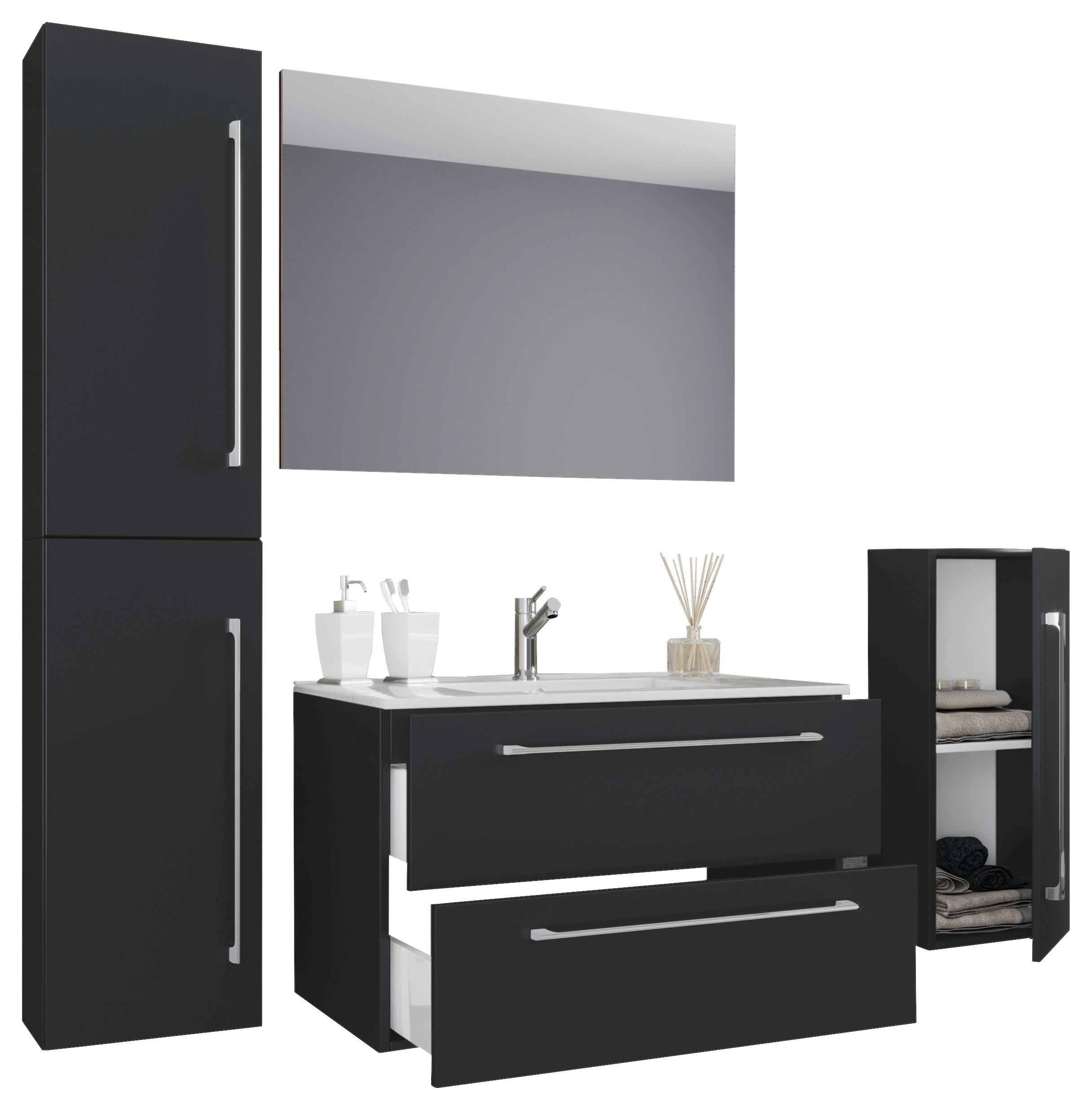 Kopalnica Badinos, Črna - črna/bela, Moderno, kovina/leseni material (126cm) - MID.YOU