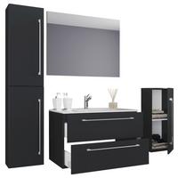 Kopalnica Badinos, Črna - črna/bela, Moderno, kovina/leseni material (126cm) - MID.YOU