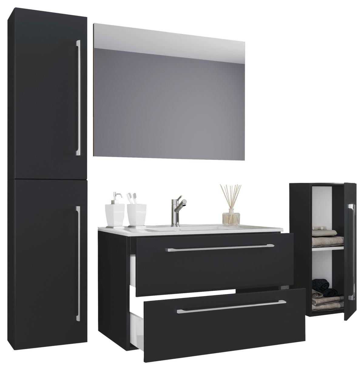 Kopalnica Badinos, Črna - črna/bela, Moderno, kovina/leseni material (126cm) - MID.YOU