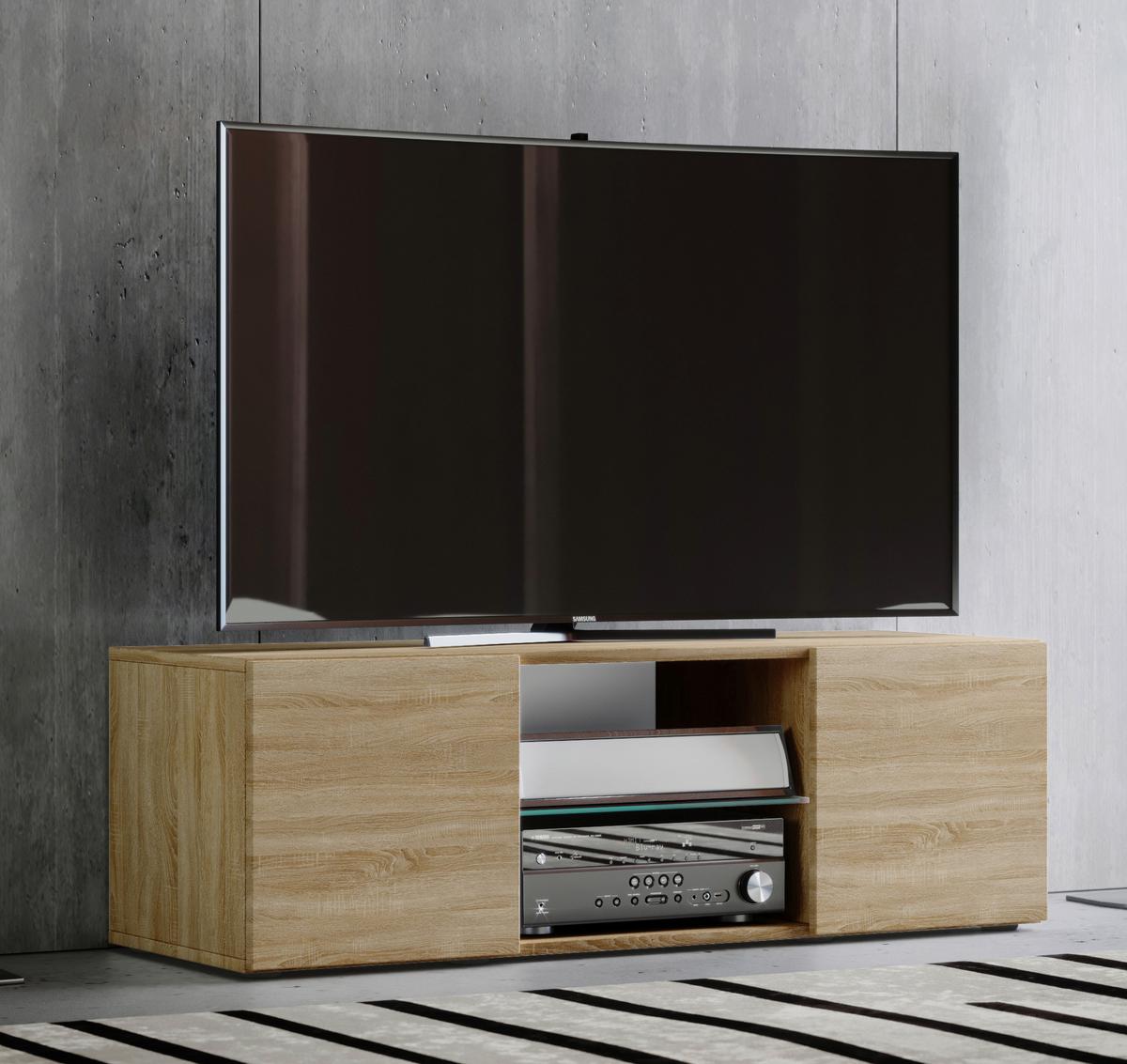 Tv-element Lowina 115, Hrast - črna/barve hrasta, Konvencionalno, umetna masa/steklo (115/40/36cm) - MID.YOU