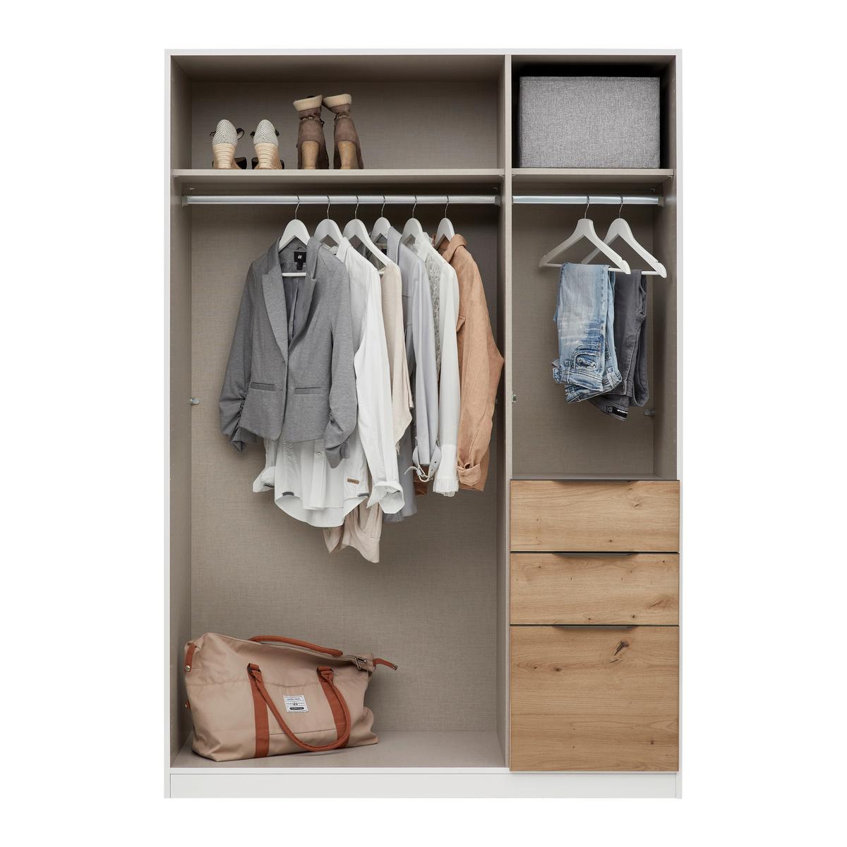 Drehtürenschrank Max Weiß/Eiche Artisan - Weiß/Eiche Artisan, KONVENTIONELL, Holzwerkstoff/Kunststoff (136/197/54cm) - Mömax