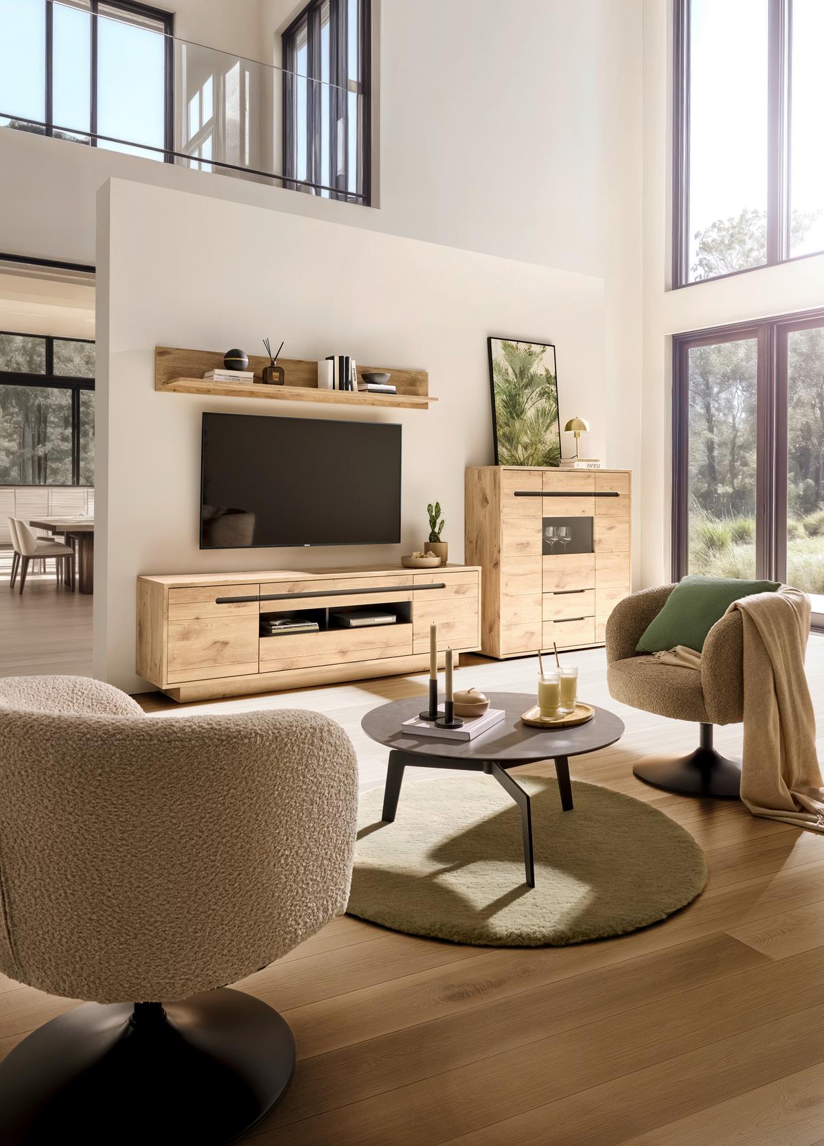 TV-Element Bellano in Naturfarben - MODERN, Holzwerkstoff (205/63/44cm) - Mömax