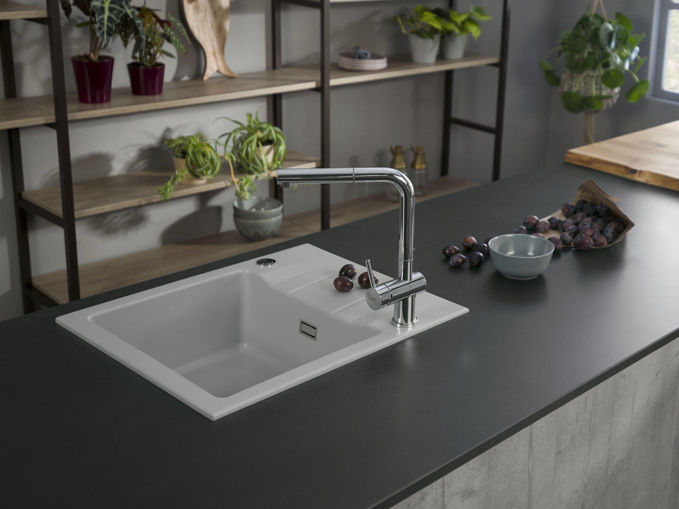 Spüle KERADOMO GENEA60, in Lava - Grau, MODERN, Keramik (59,5/51cm) - Systemceram