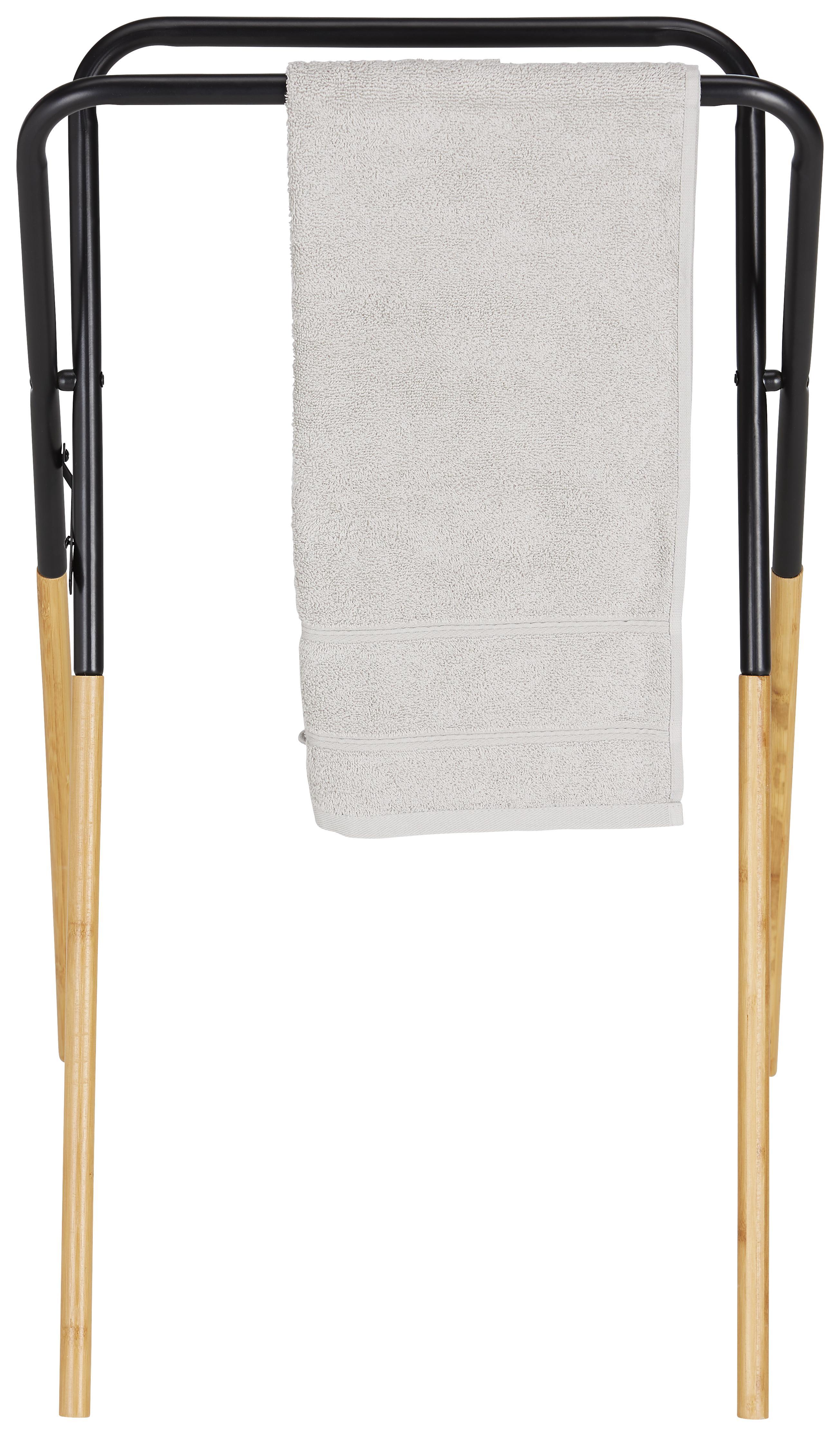 Handtuchständer Natur/Schwarz - Schwarz/Naturfarben, MODERN, Holz/Metall (48/82/46cm) - Modern Living