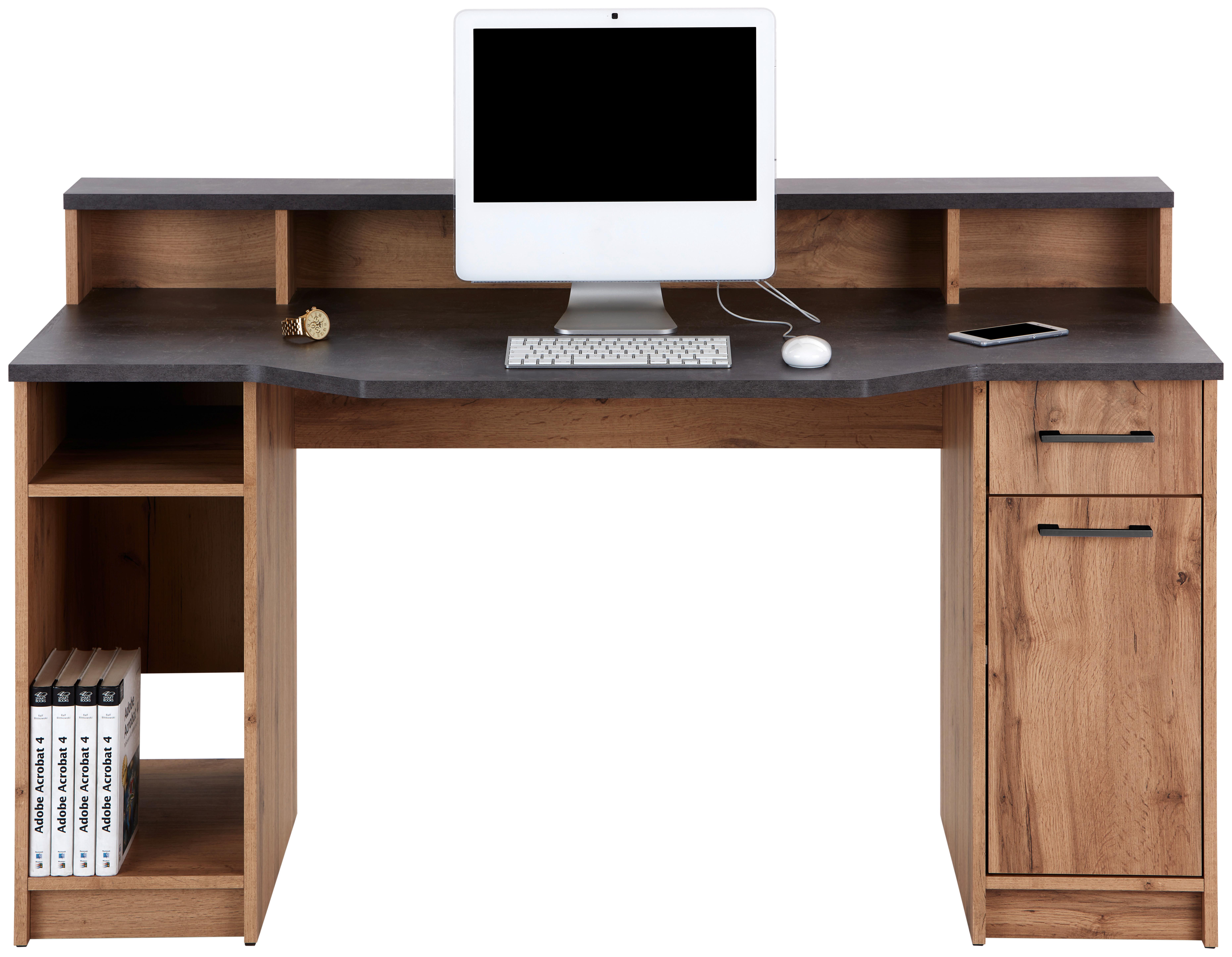 Masa de scris TOBI MX 166 - culoare lemn stejar/gri, Modern, material pe bază de lemn (150/91/68cm) - Modern Living