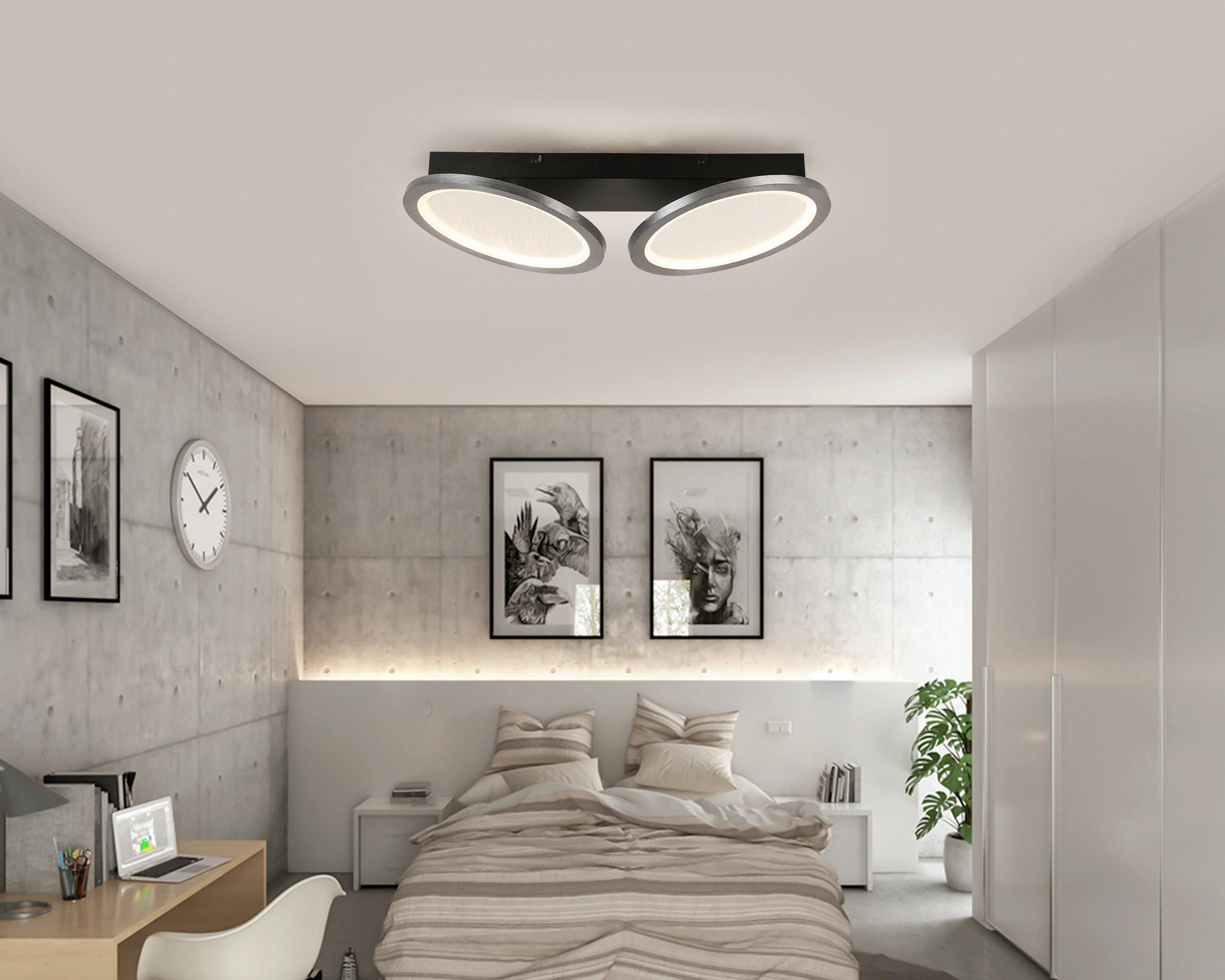 LED-Deckenleuchte Dominik max. 22,8 Watt - Graphitfarben/Schwarz, Modern, Kunststoff/Metall (51/25/8,1cm) - Modern Living
