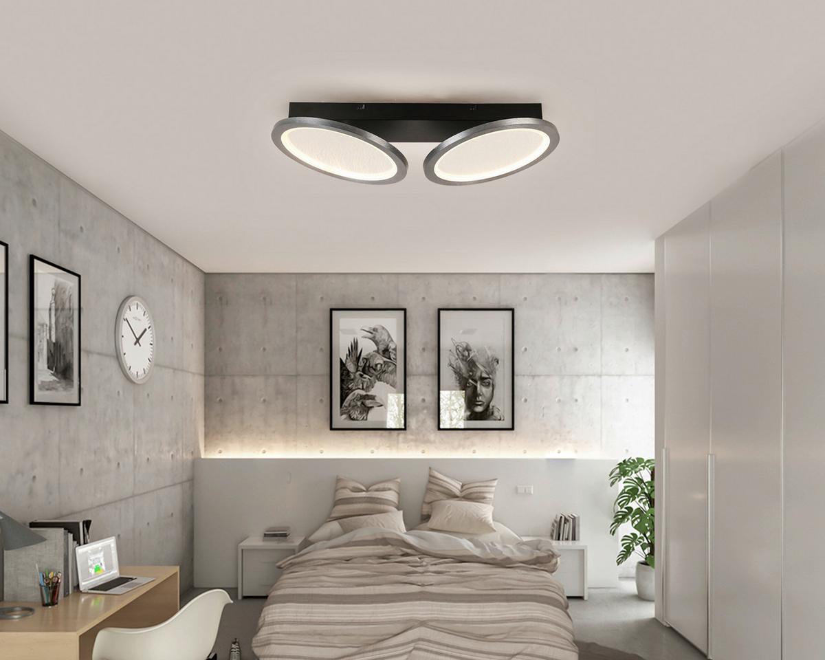 plafonnier LED max. 22,8 Watt - Graphitfarben/Schwarz, Modern, Kunststoff/Metall (51/25/8,1cm) - Modern Living