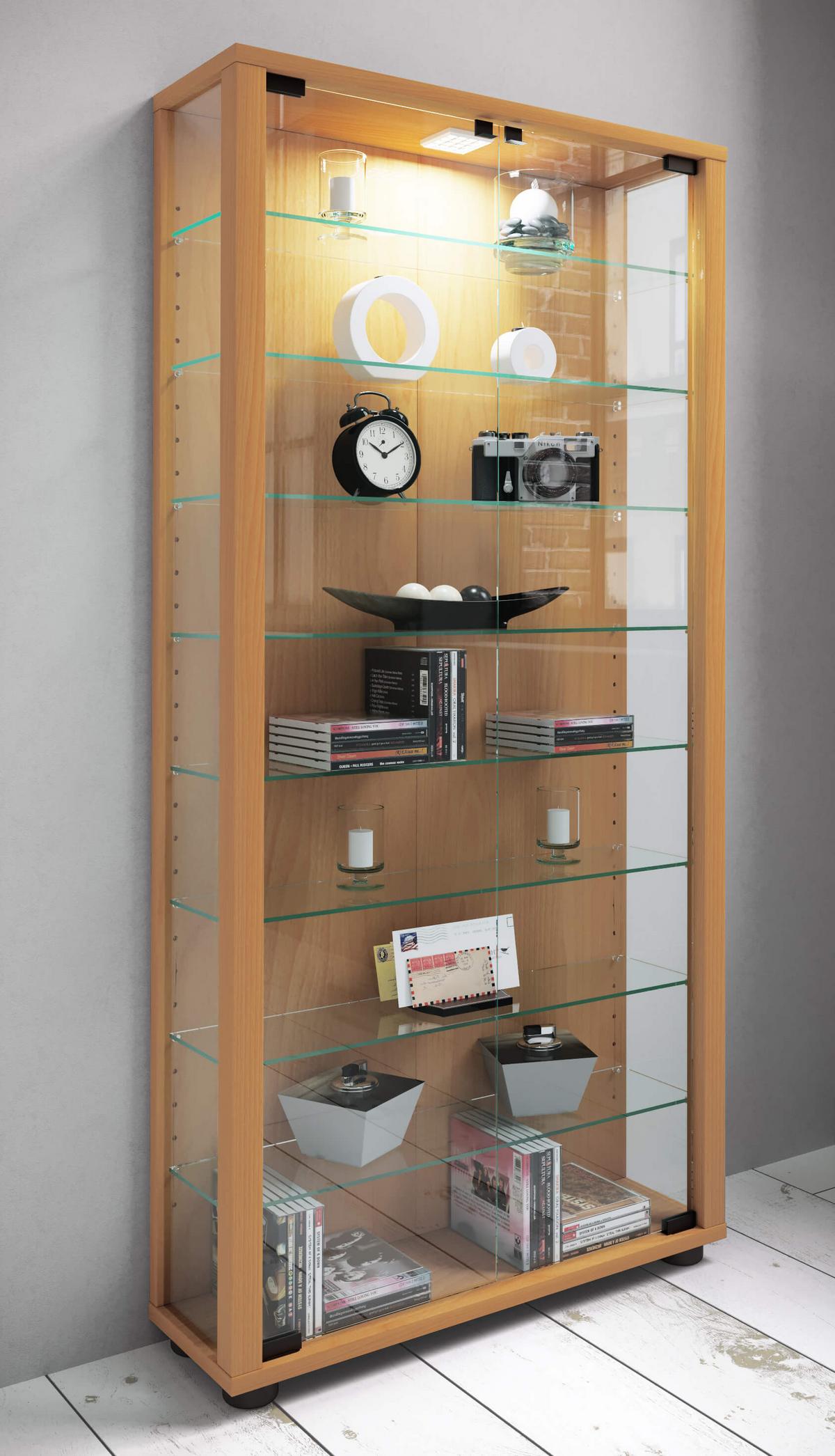 Vitrin Lumo Maxi - bükkszínű/fekete, Design, műanyag/faalapú anyag (59/114/18cm) - MID.YOU