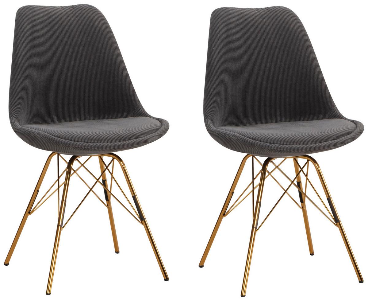 Set Naslanjačev Cara - zlate barve/antracit, Moderno, kovina/tekstil (48/85/58cm) - MID.YOU