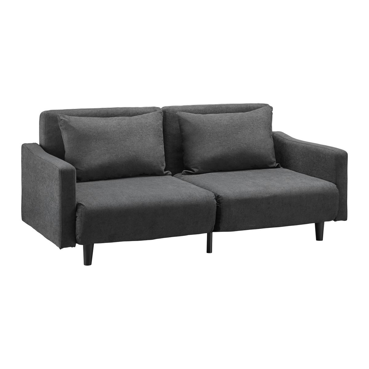 Schlafsofa Sandro Dunkelgrau Webstoff - Dunkelgrau/Schwarz, MODERN, Holz/Kunststoff (175/76/89cm) - Bessagi Home
