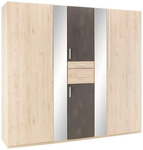 Drehtürenschrank in Eichefarben - Eichefarben/Alufarben, KONVENTIONELL, Holzwerkstoff/Kunststoff (225/208/58cm) - Modern Living