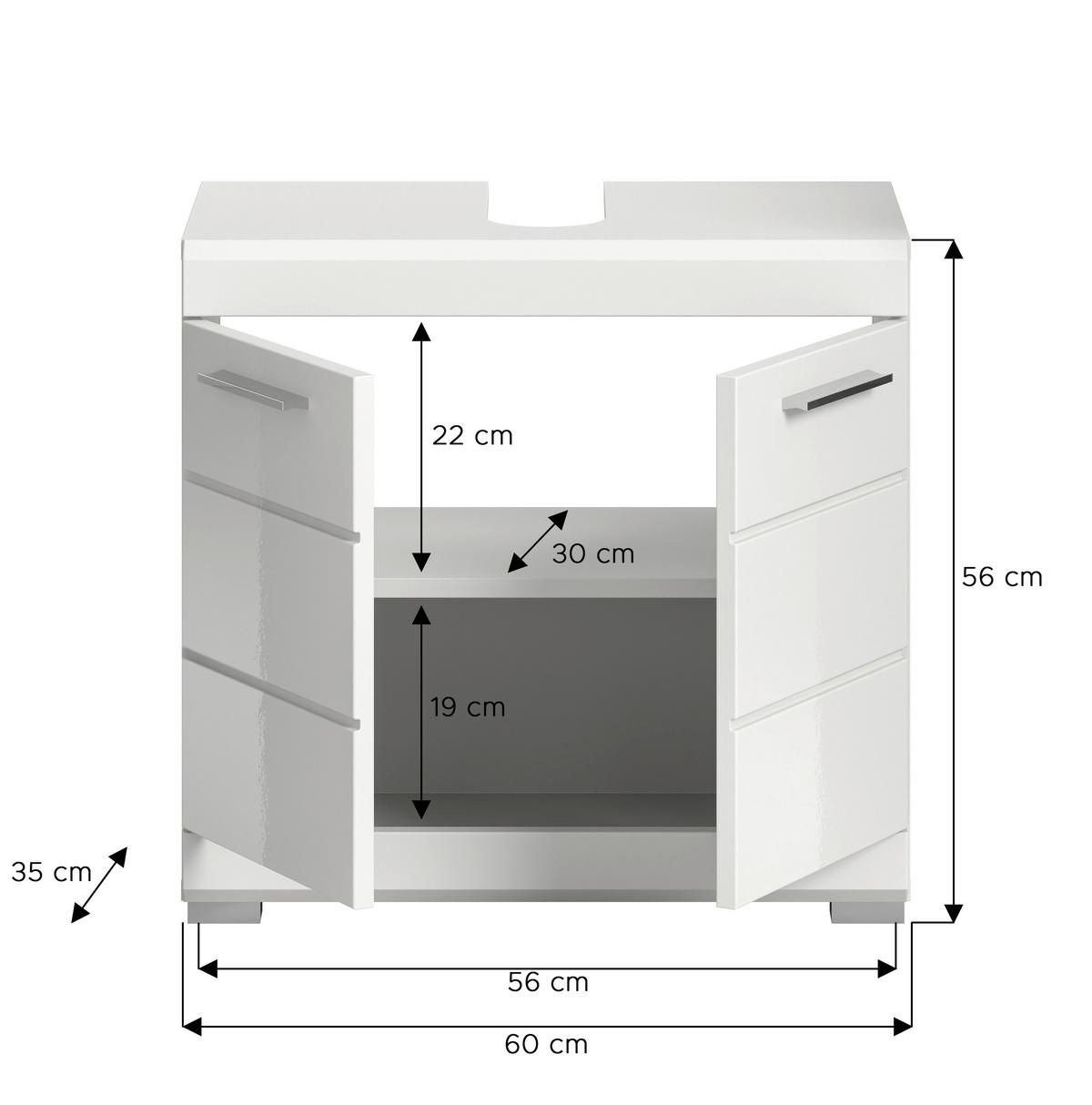 Midischrank SCOUT Weiß Hochglanz ca. 60x56x34 cm - Weiß Hochglanz/Silberfarben, MODERN, Holzwerkstoff/Kunststoff (60/56/34cm) - MID.YOU